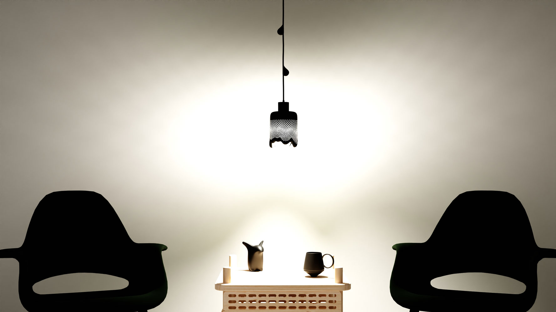 Klecks Bright Pendant Lamp 3D Print Black Ø 13cm