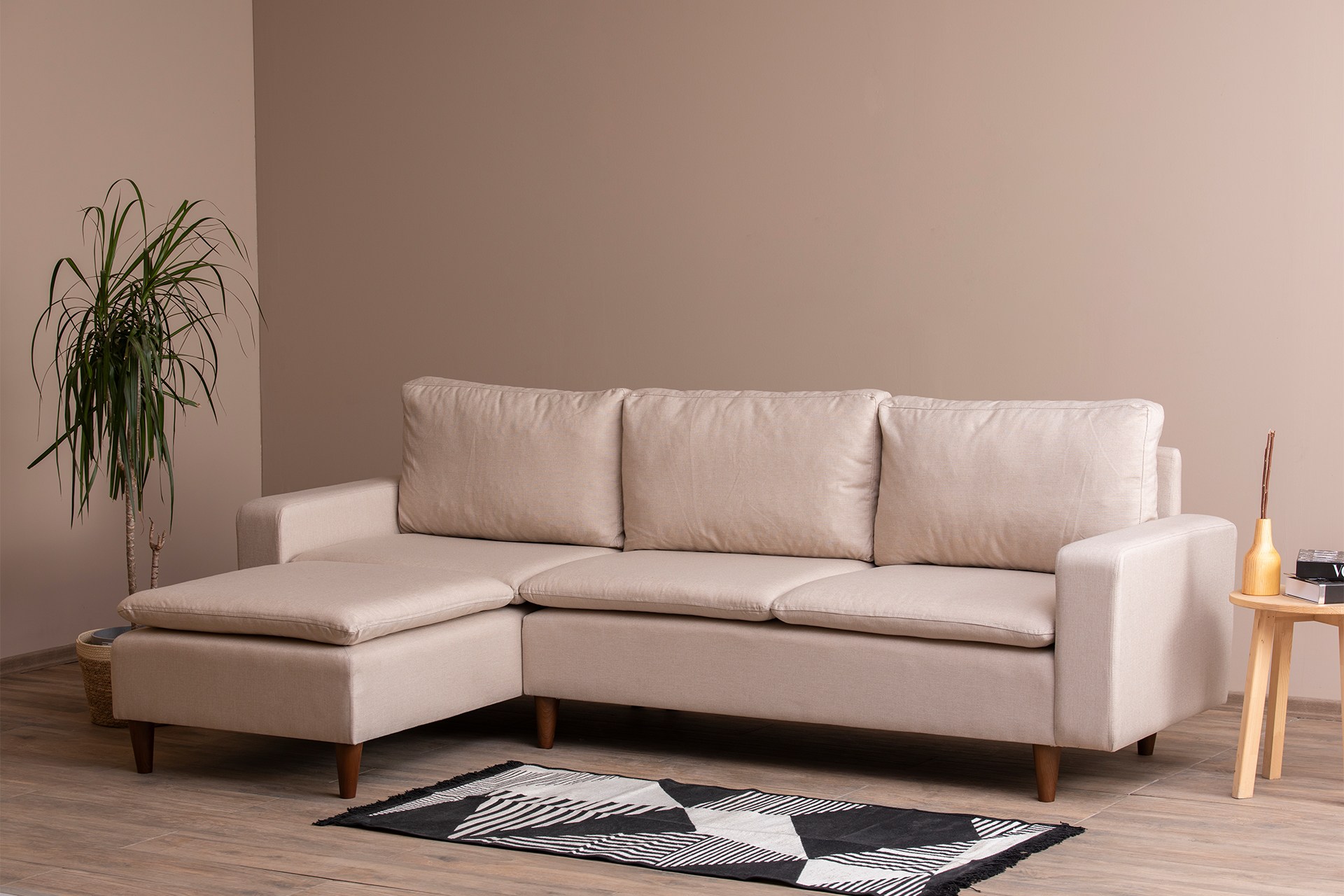 Lungo Ecksofa Creme