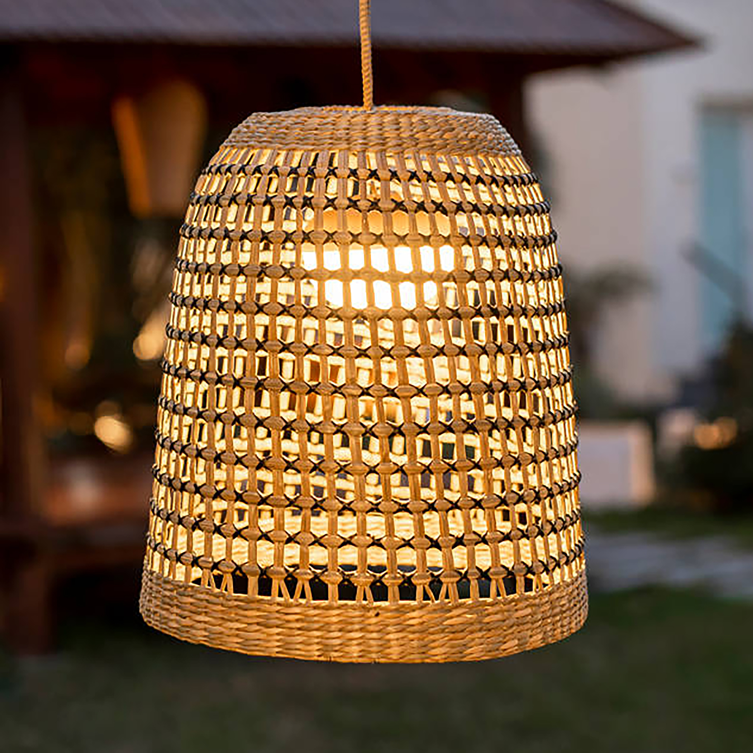 Außenpendelleuchte Positano Rattan