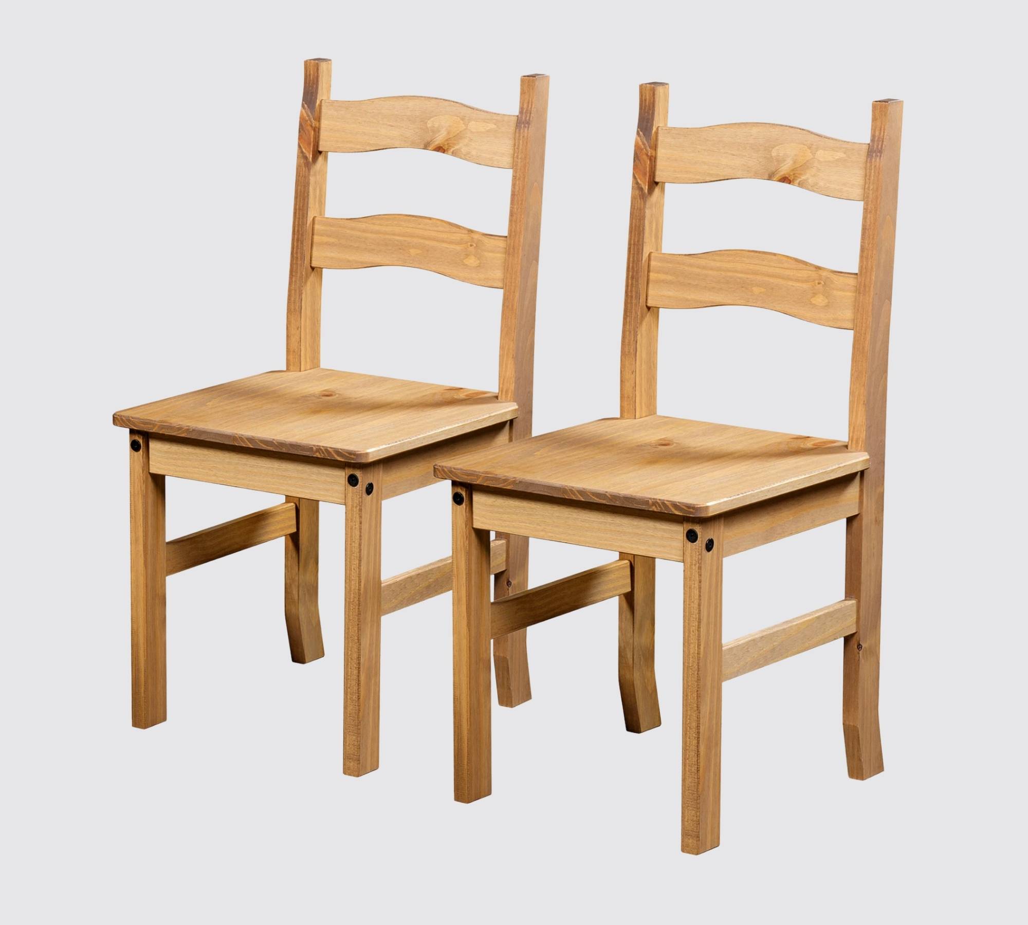 2x Rustikaler Holzstuhl Kiefer Massiv