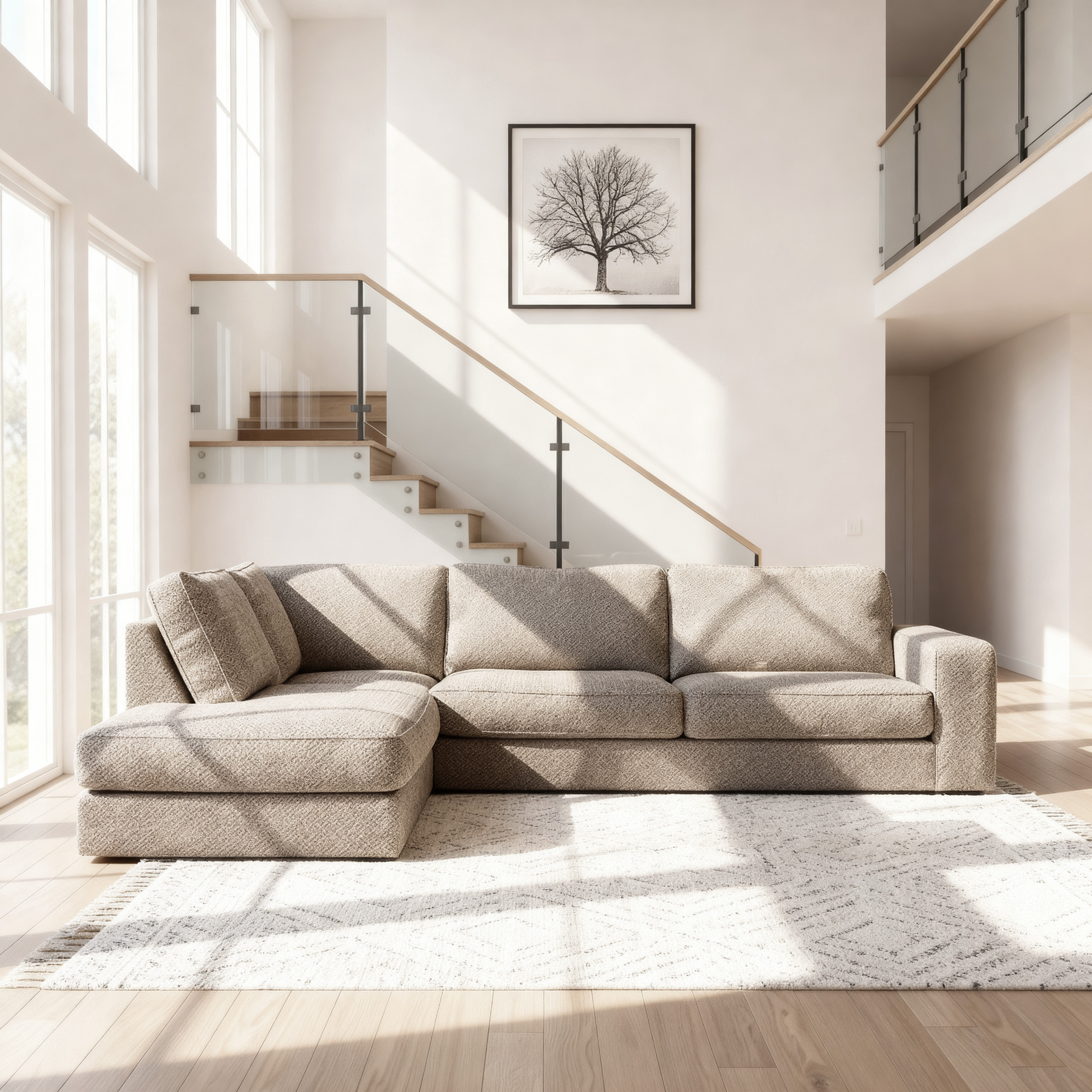 Ecksofa Easton Links 3-Sitzer Beige