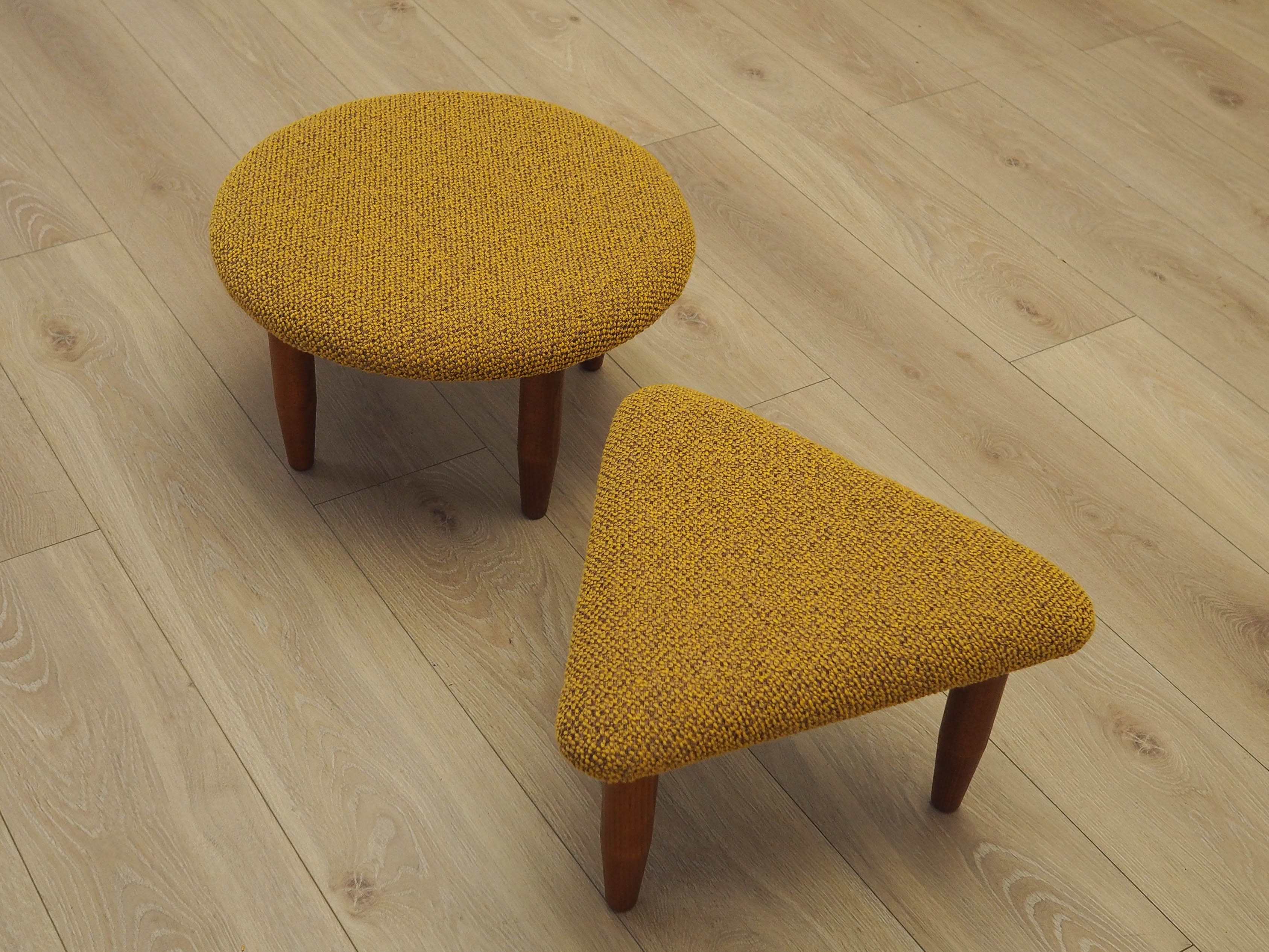 2-Piece stool set brown mustard yellow 1990s