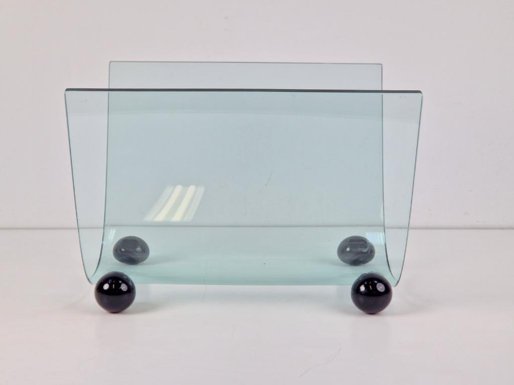 Vintage Zeitungsständer Glas Transparent 1980er Jahre