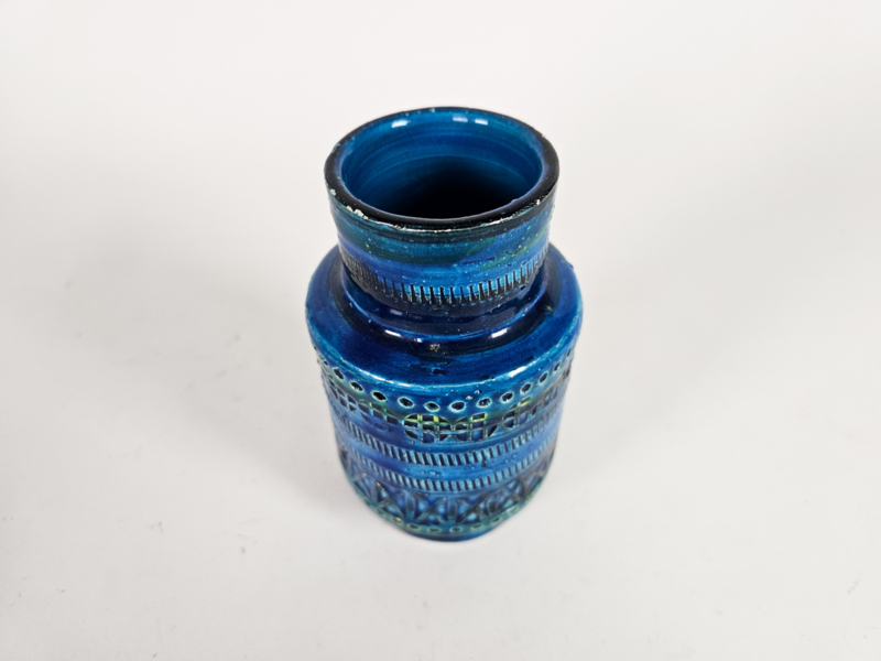 Vintage Vase Keramik Blau 1960er Jahre