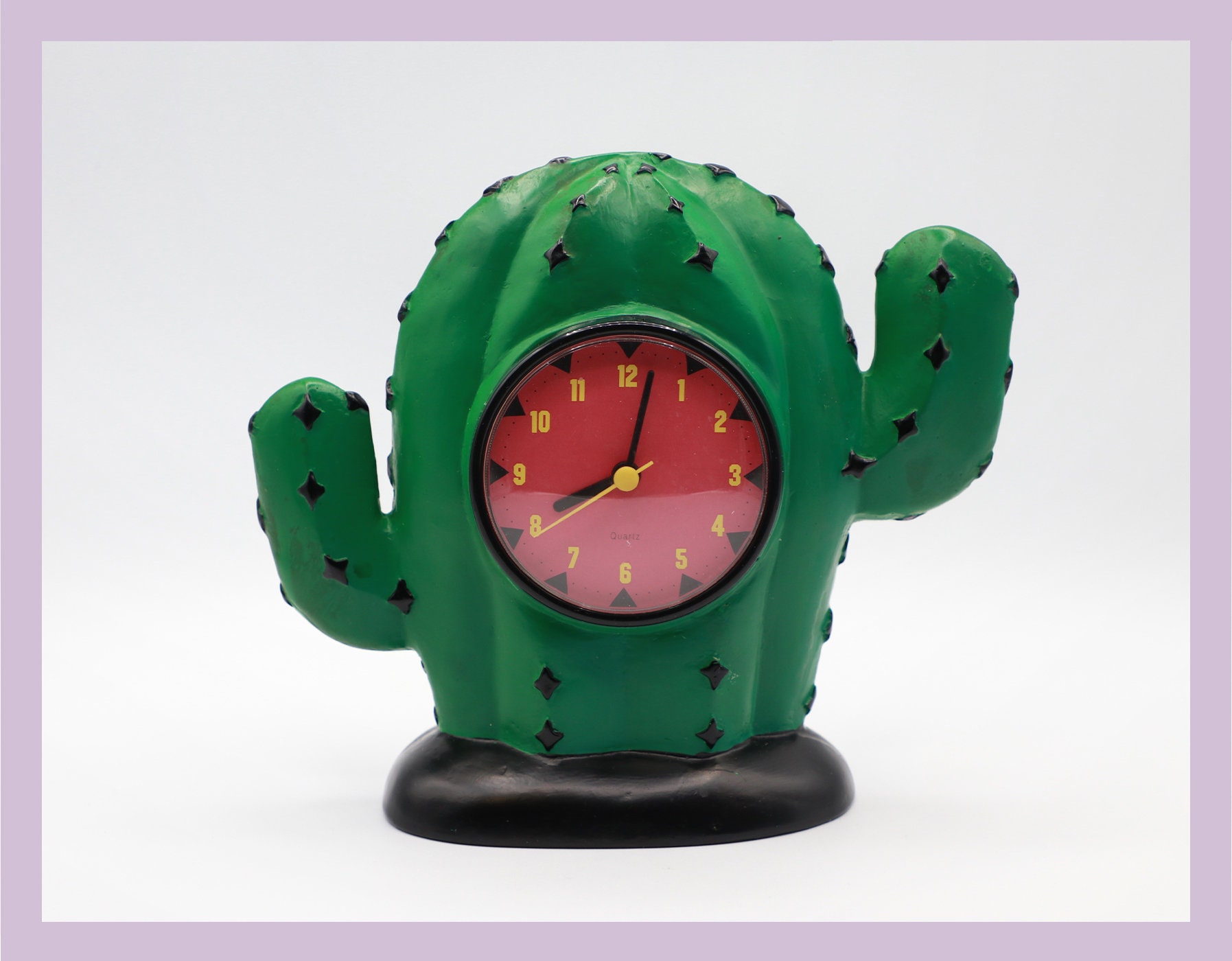 Vintage table clock plastic green 1980s