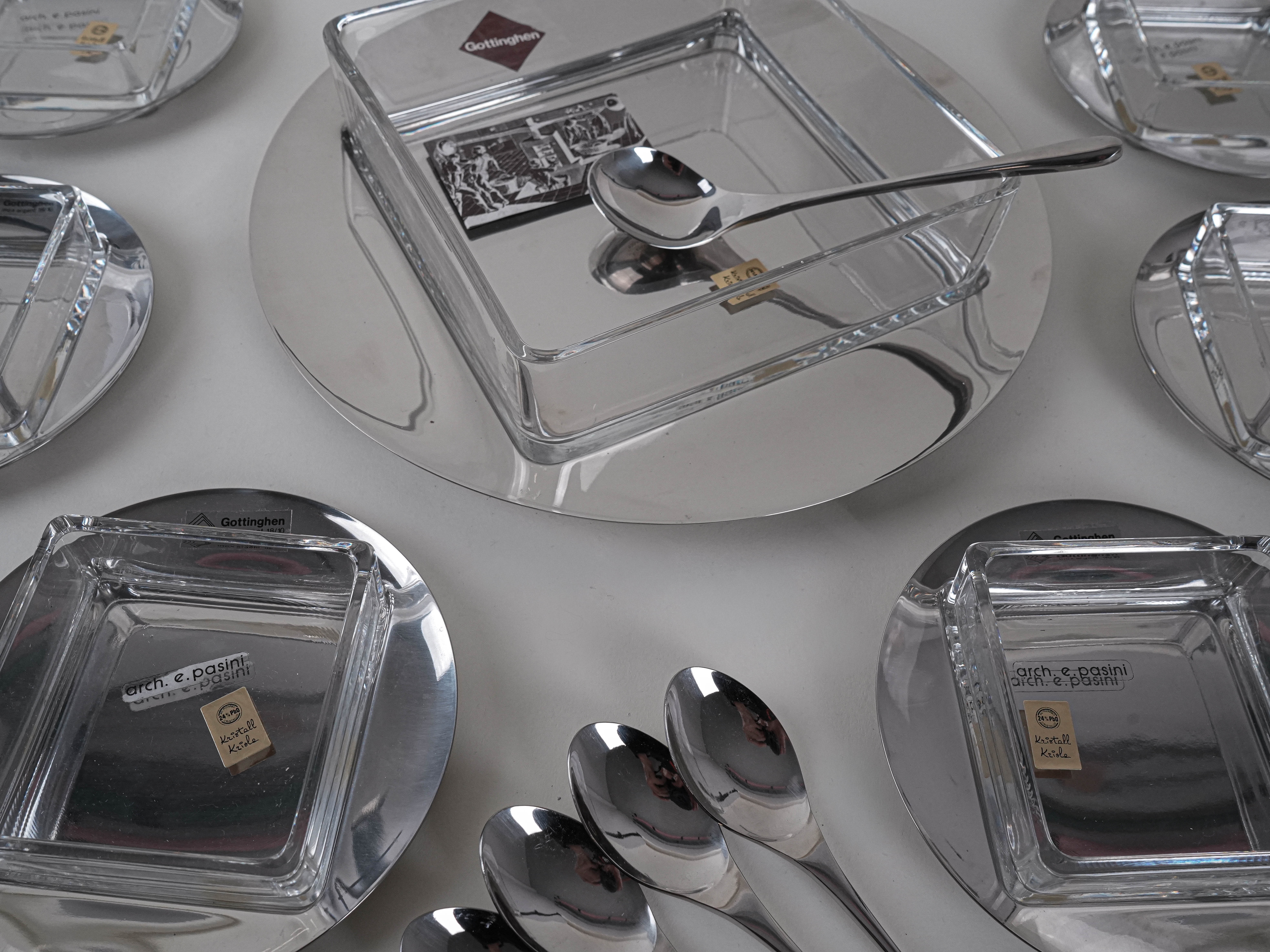 Dessert-Set Edelstahl Silber 1970er Jahre