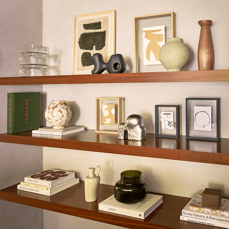 Abstrakte Wanddekoration Soft A Wolle Beige Grün