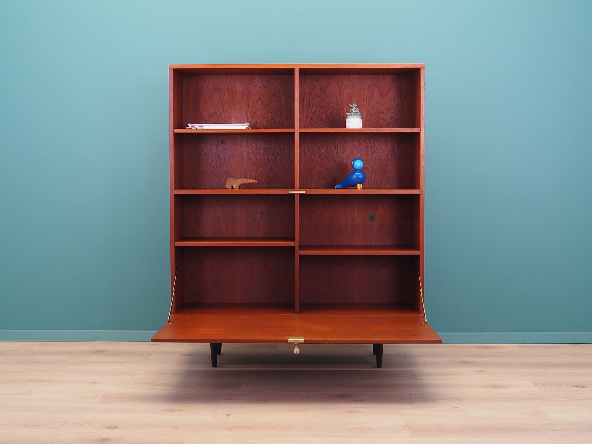 Vintage Bookshelf Teak Wood Brown 1970s