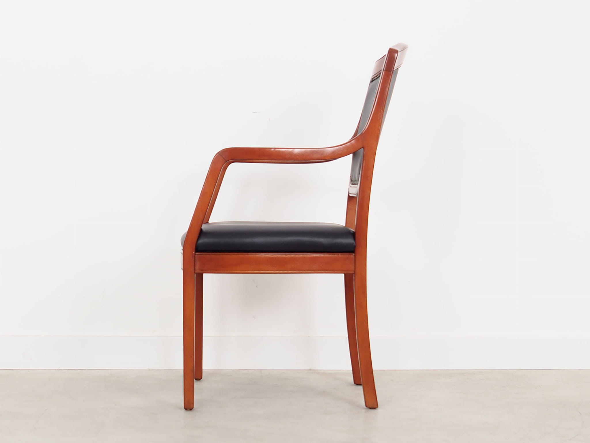 Chair Wood Leather Black 1970s