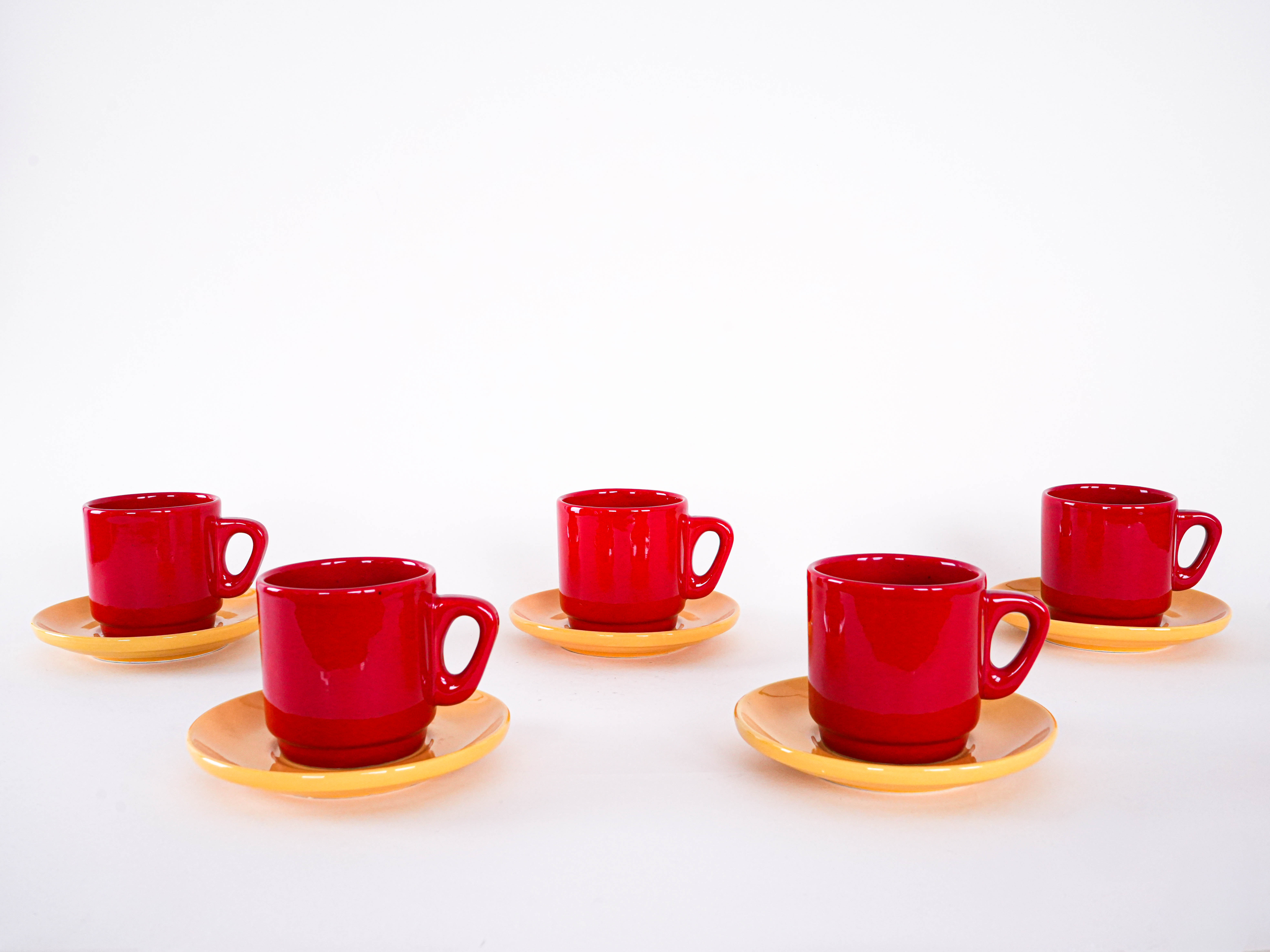 Ceramic Mug Set Red 1980s