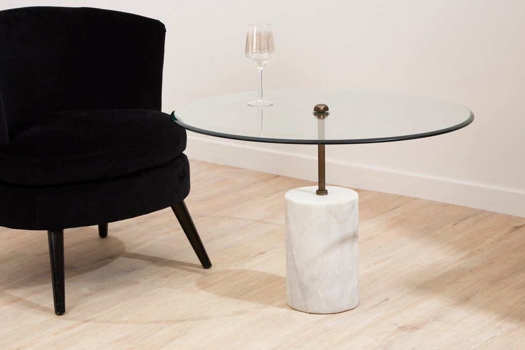 Side table Marble Glass White