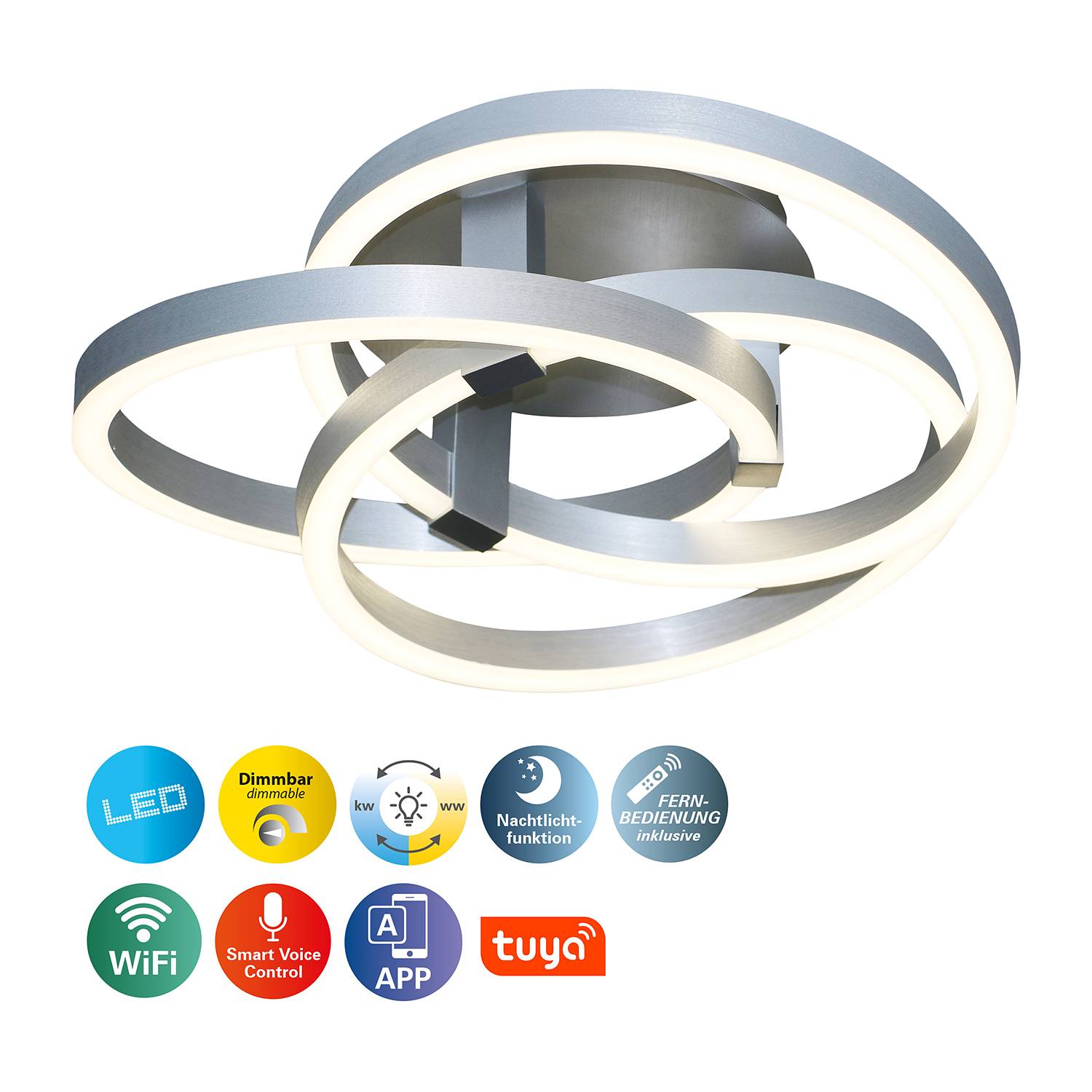 Divora LED-Deckenleuchte Acrylglas Aluminium 1-flammig
