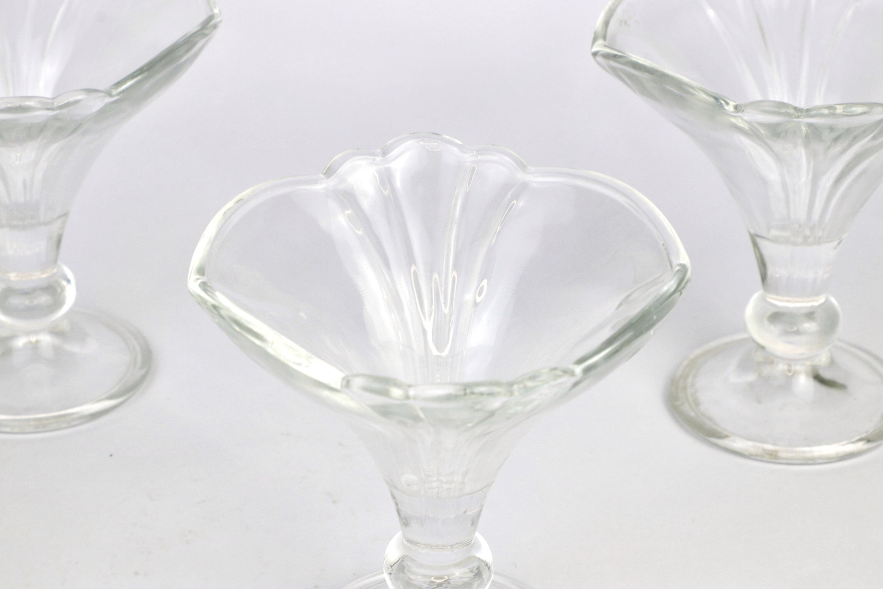 4x Vintage Eisbecher Glas Frankreich 80er