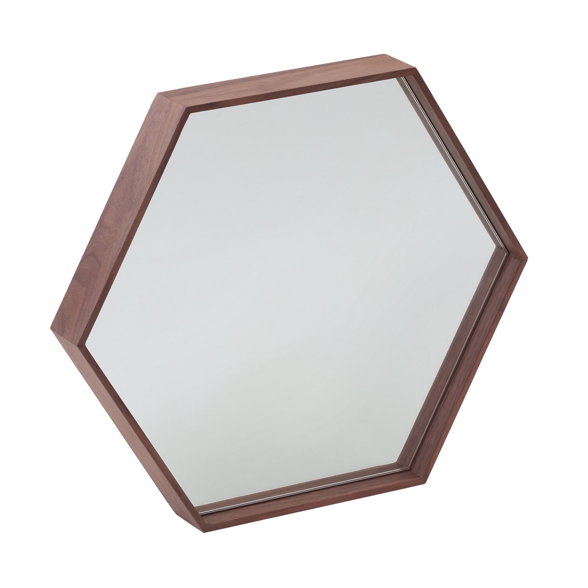Hexagonal Wall Mirror Walnut