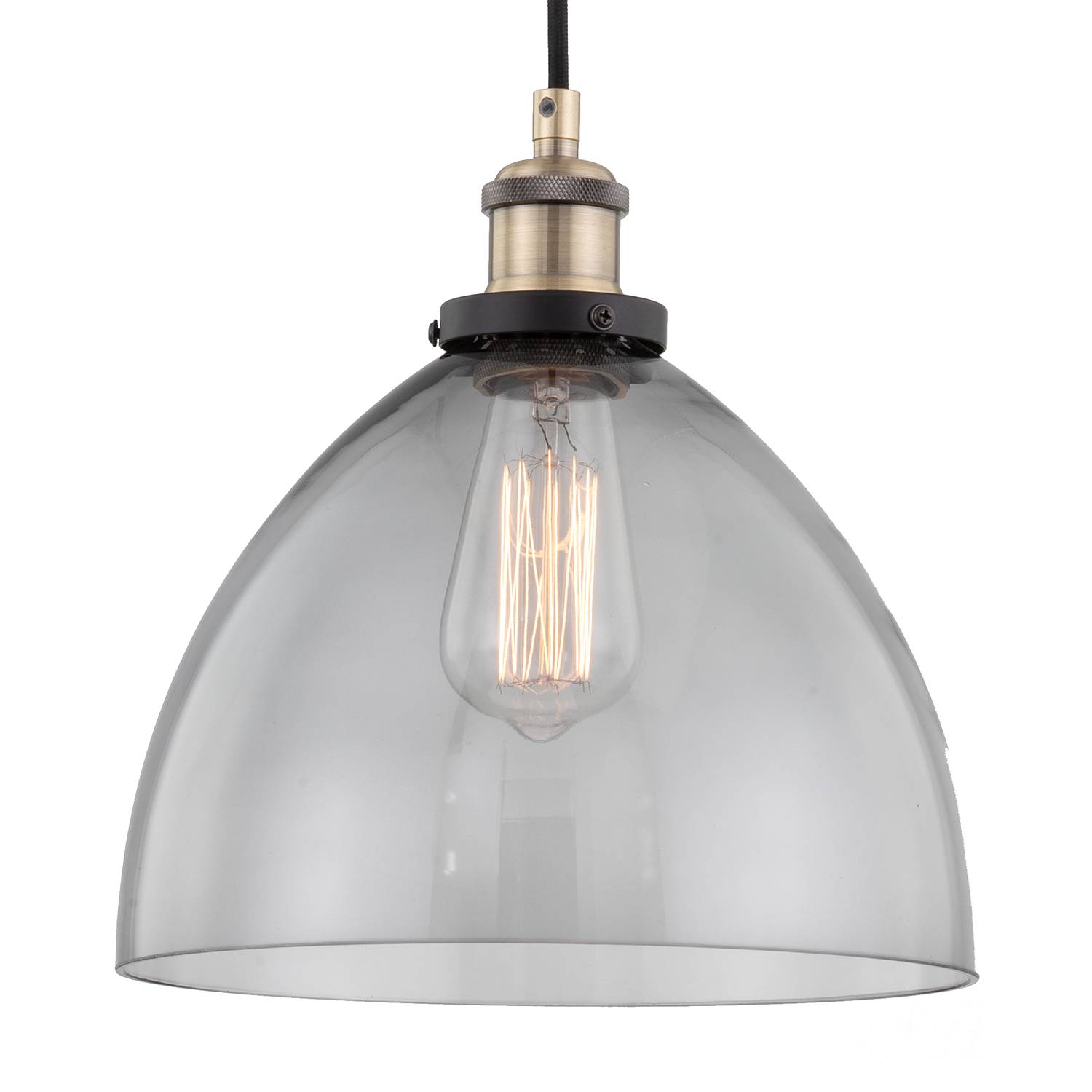 Cuzy Pendelleuchte Rauchglas Metall 1-flammig