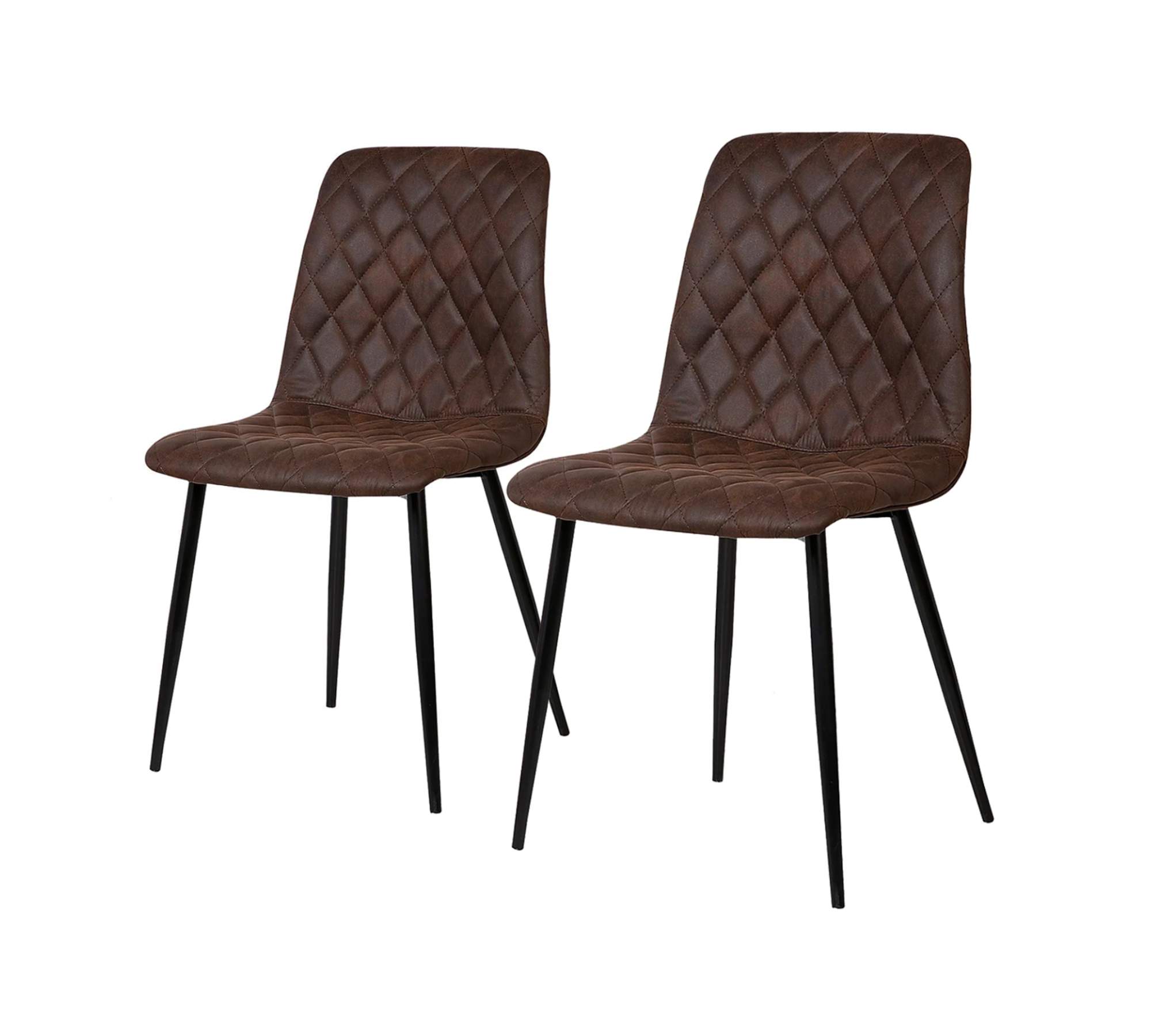 2x Dining Chair Steel Vintage Dark Brown