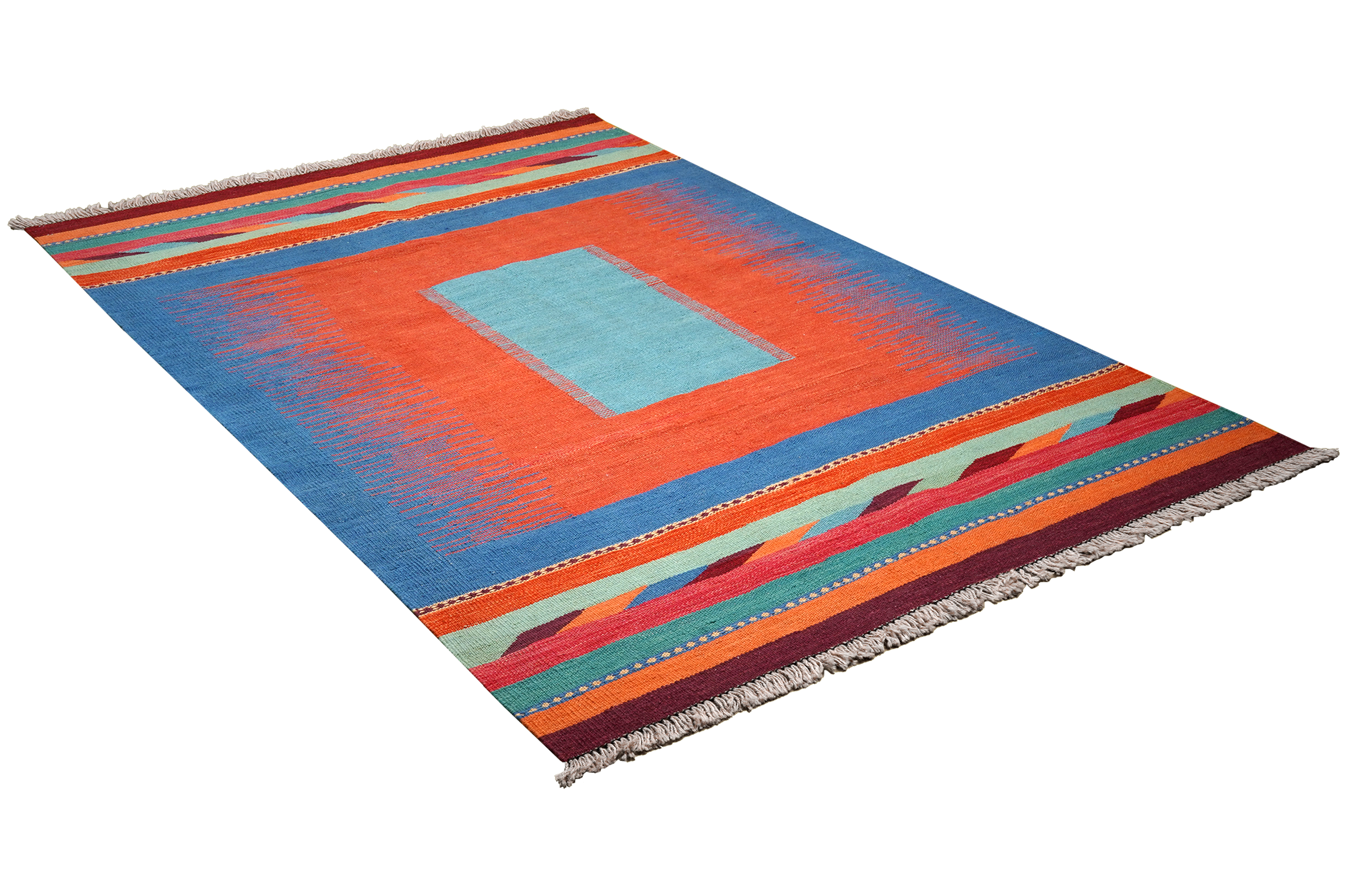 Kilim Gashgai Teppich Blau Orange