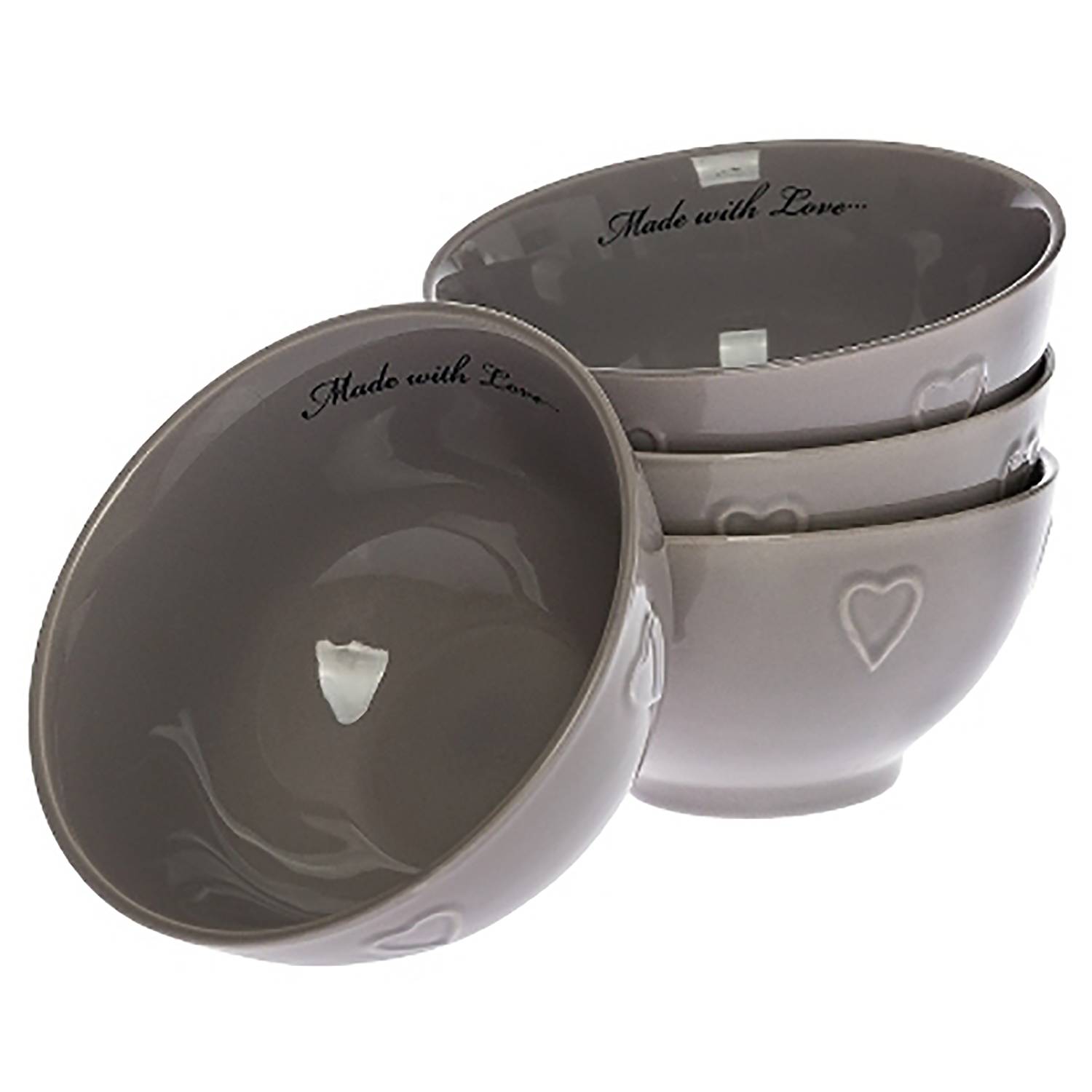 Schalenset Made with Love (4er-Set) Steingut Braun