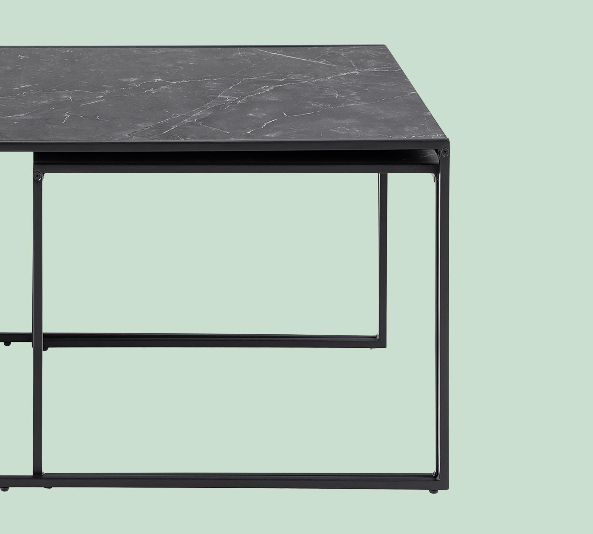 Couchtischset Marmoroptik Schwarz 