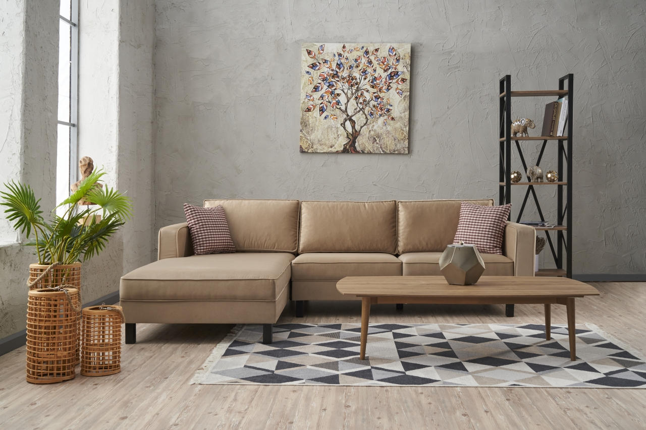 Kale Sofa Récmiere Links Samt Creme