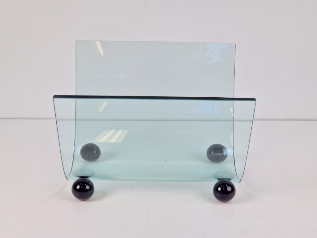 Vintage Zeitungsständer Glas Transparent 1980er Jahre