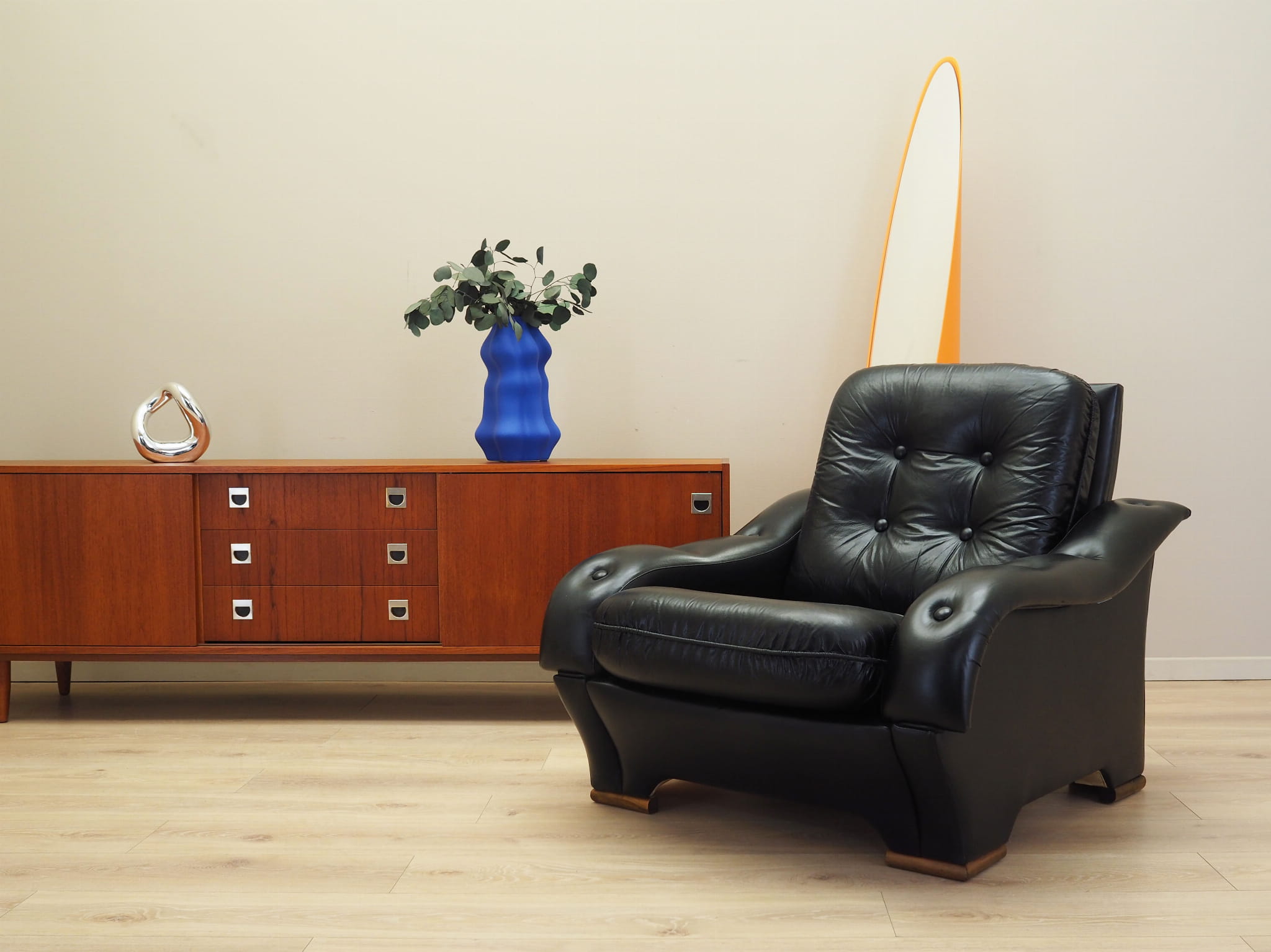 Armchair Faux Leather Black 1980s