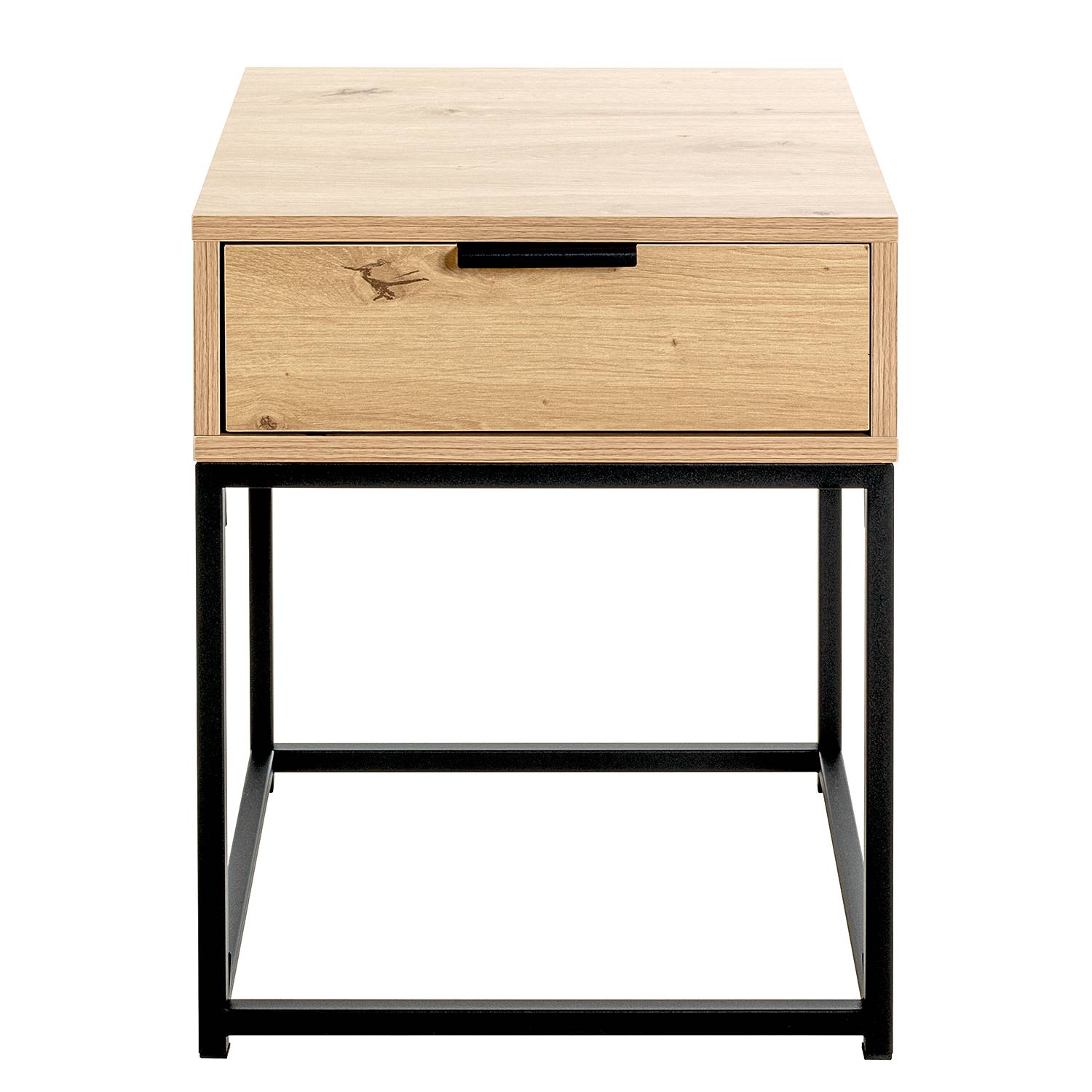 Nachtkommode Malmö 50 Eiche Hell Dekor Schwarz