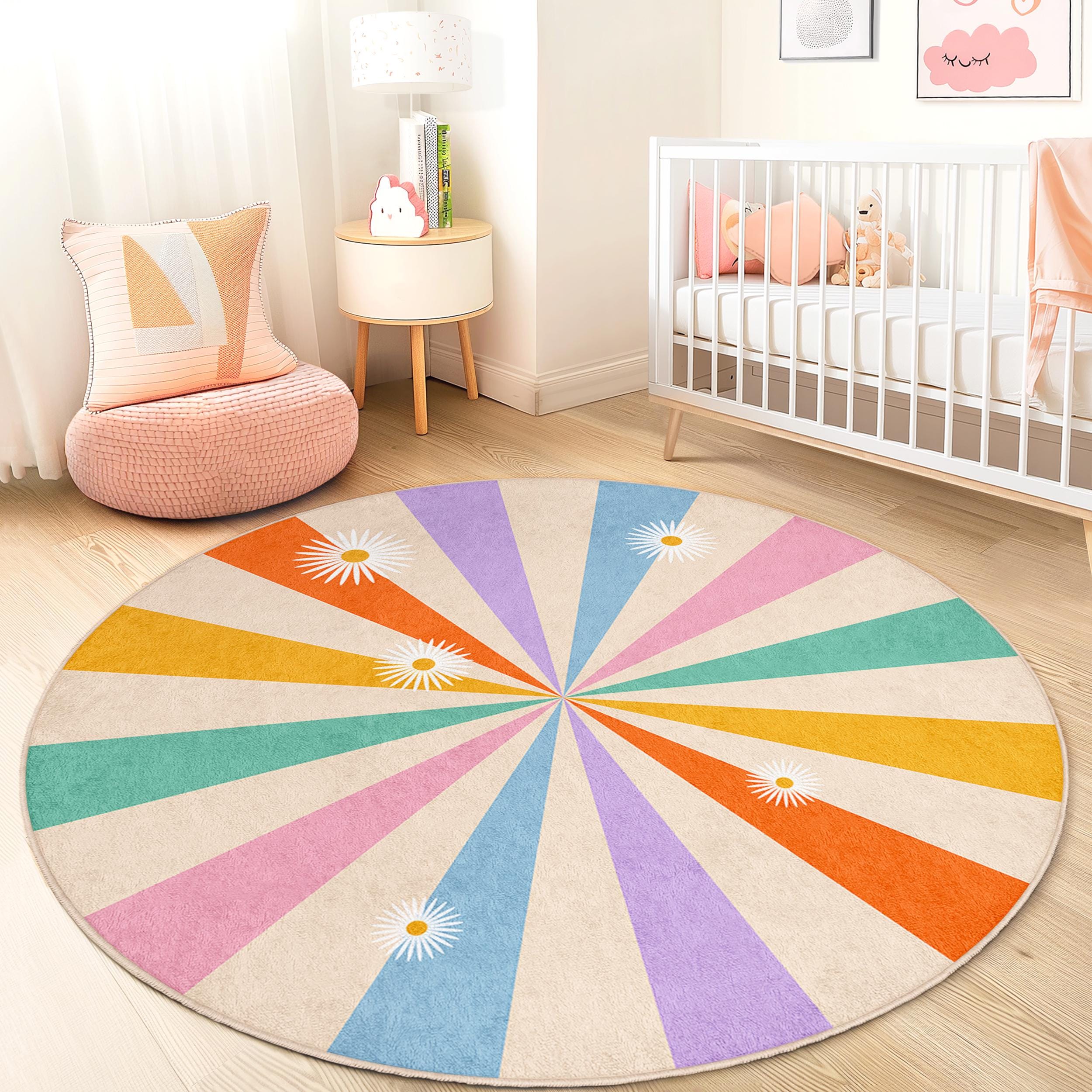 Colorful sunbeam children's rug Multicolor ⌀120cm