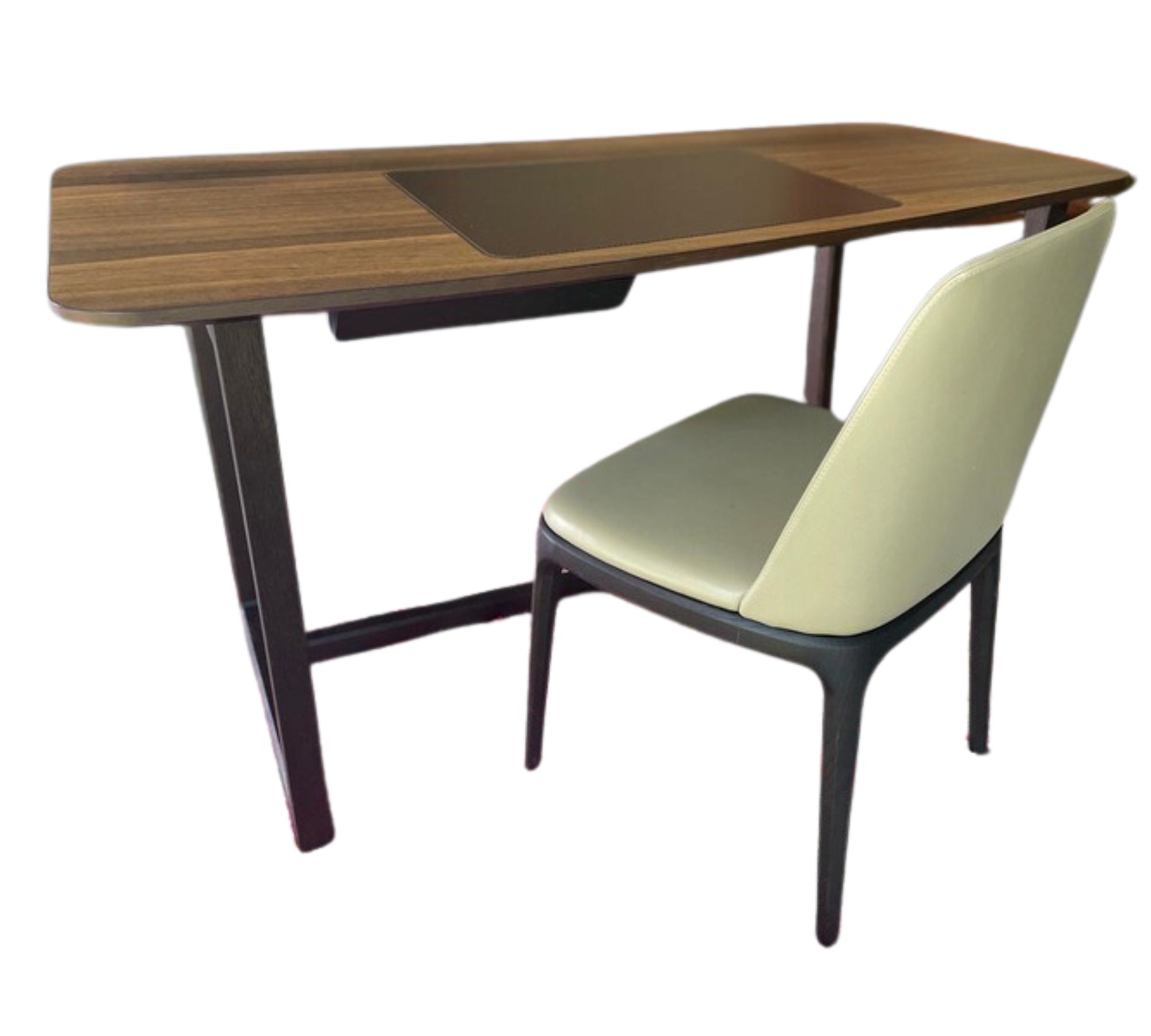 Schreibtisch & Stuhl Holz Leder Braun