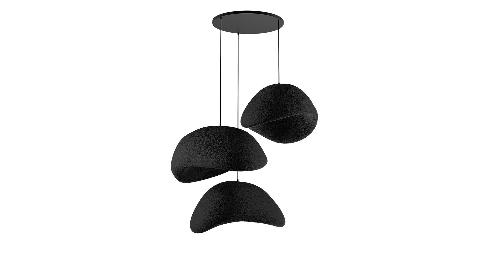 3-Flammig Wabi Sabi Stonefades Pendelleuchte Schwarz