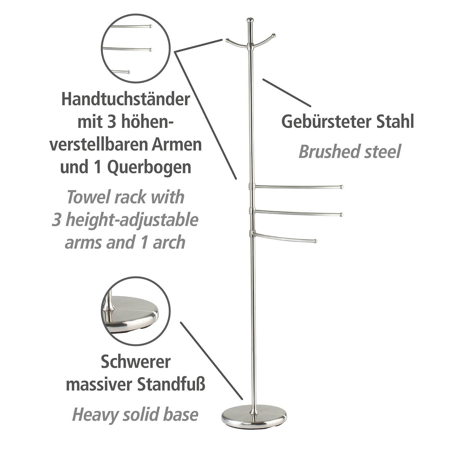 Handtuchständer Adiamo Stahl Silber