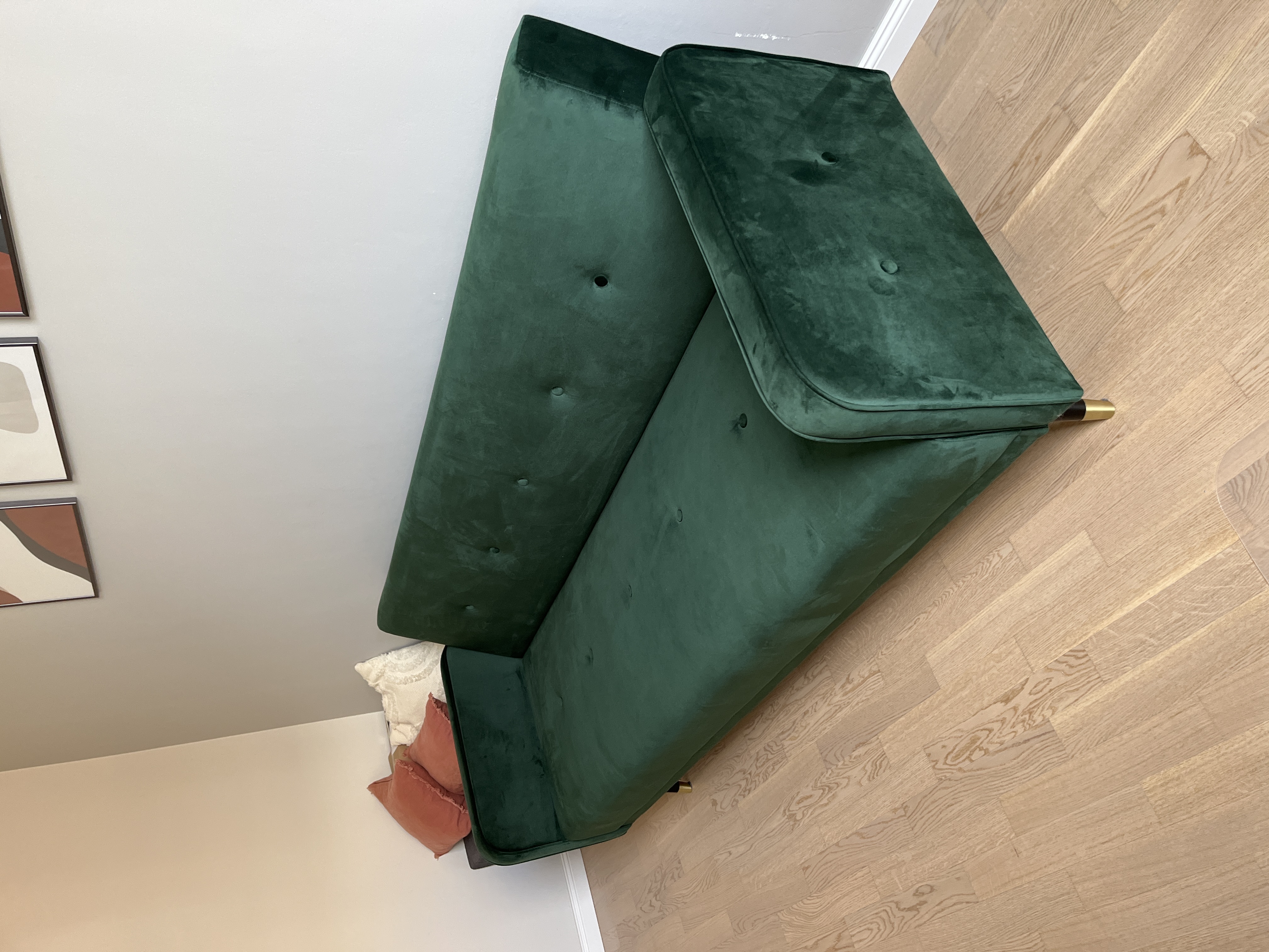 Schlafsofa 3-Sitzer Samt Metall Grün