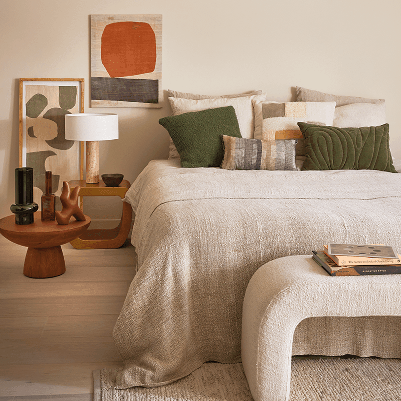 Tagesdecke Naturmaterialien Beige 270 x 250