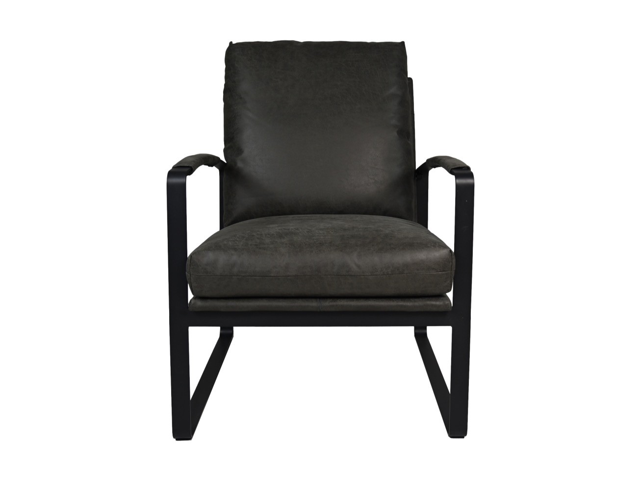 Miami Sessel Leder Metall Schwarz