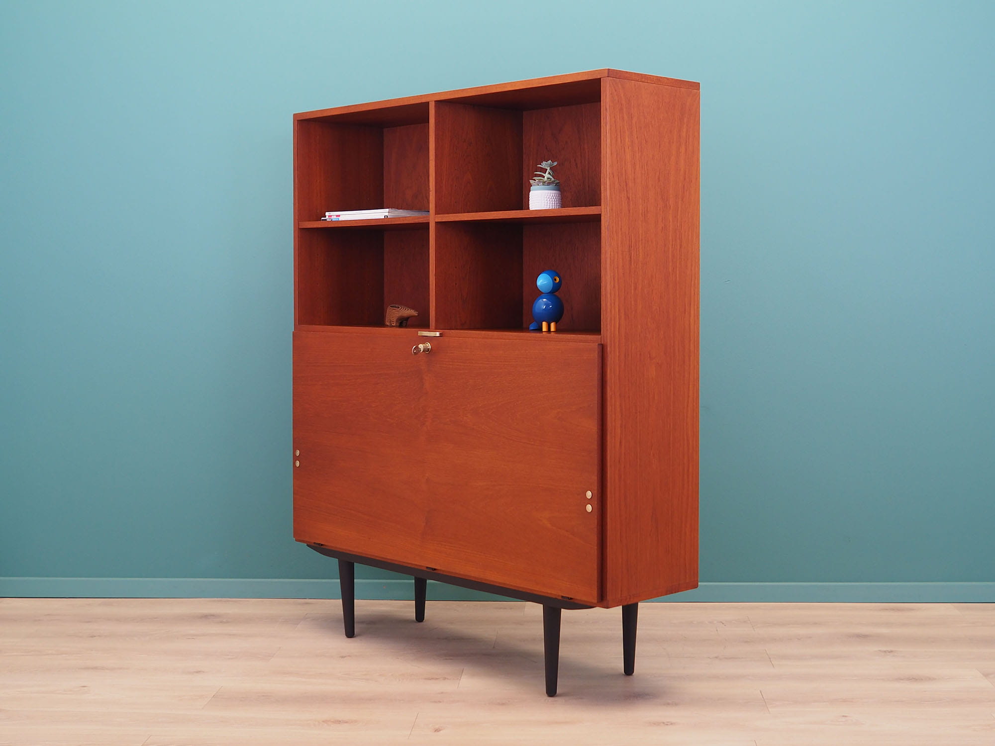 Vintage Bookshelf Teak Wood Brown 1970s
