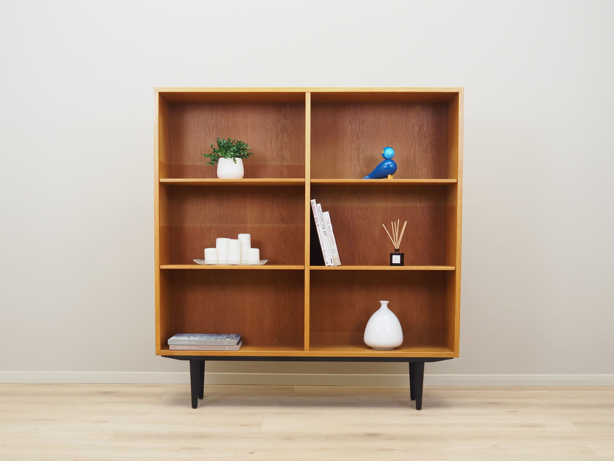 Vintage Bookshelf Ash Wood Brown 1960s
