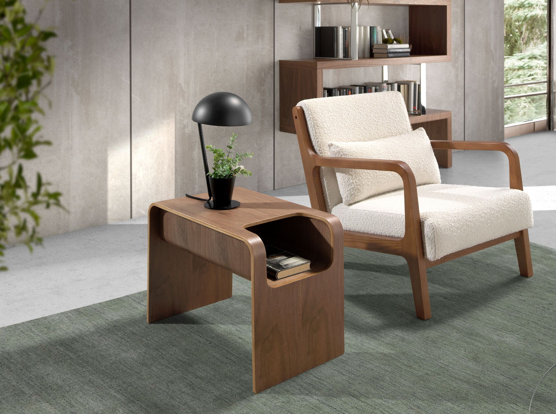 Rectangular corner table walnut 2110
