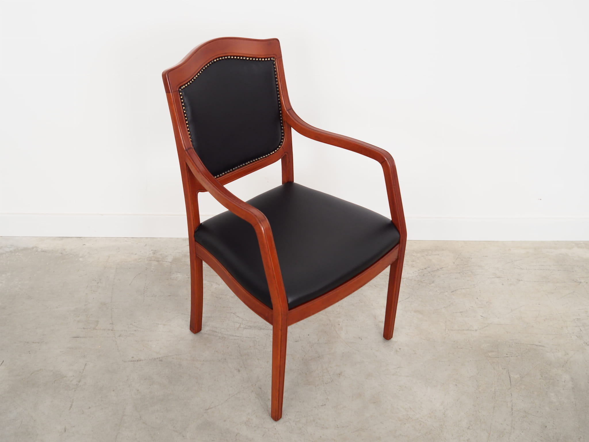 Chair Wood Leather Black 1970s