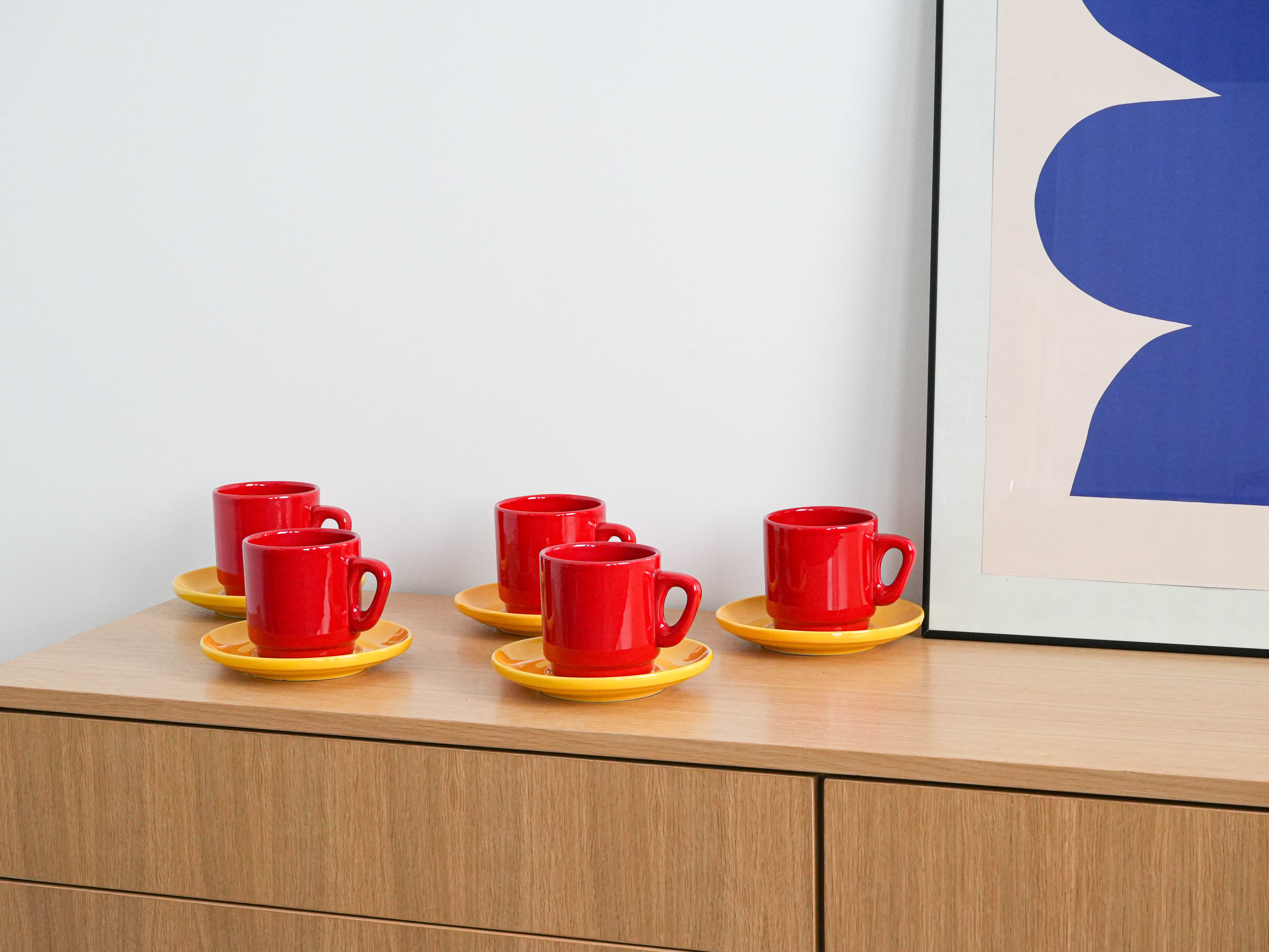 Ceramic Mug Set Red 1980s