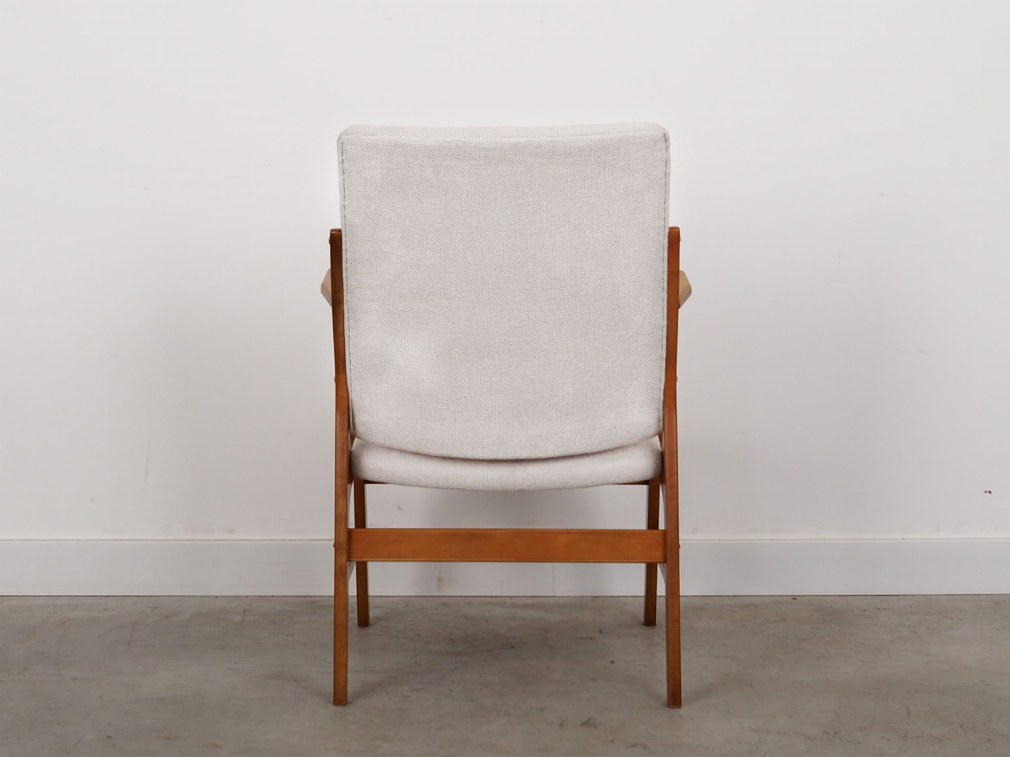 Vintage Sessel Buchenholz Textil Weiß 1960er Jahre