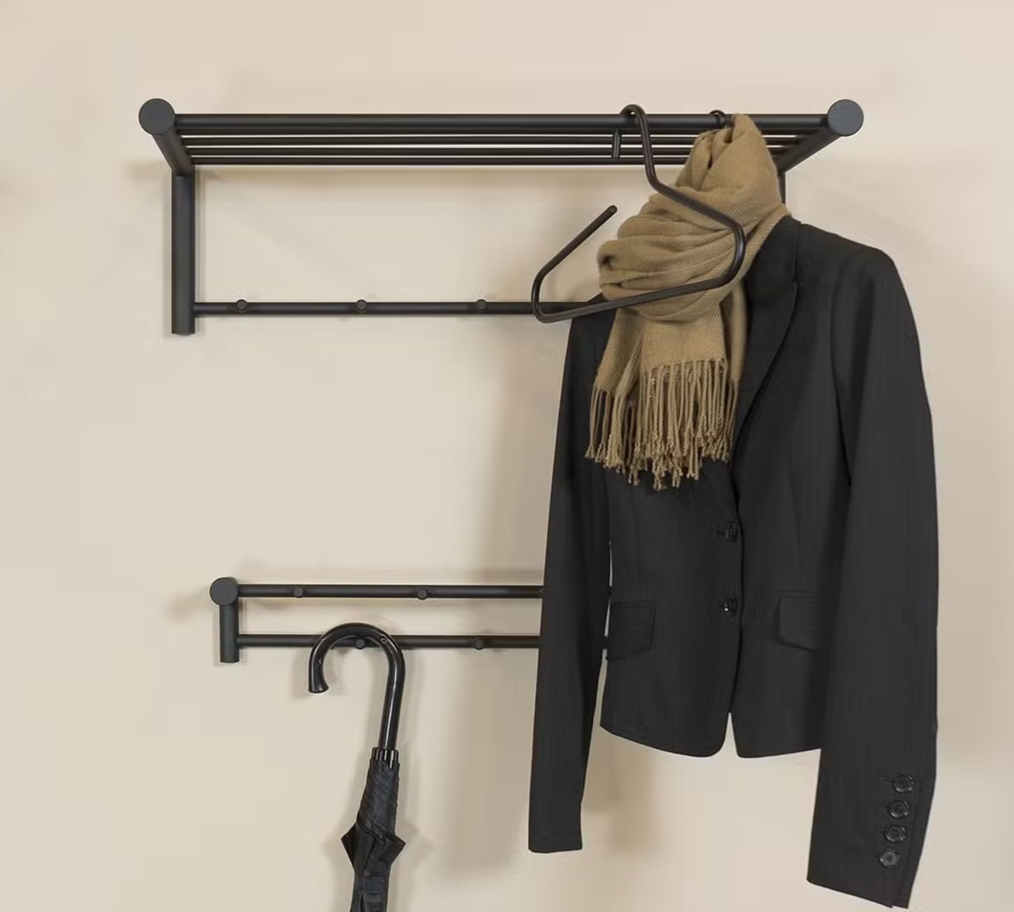 Wandgarderobe Metall Schwarz