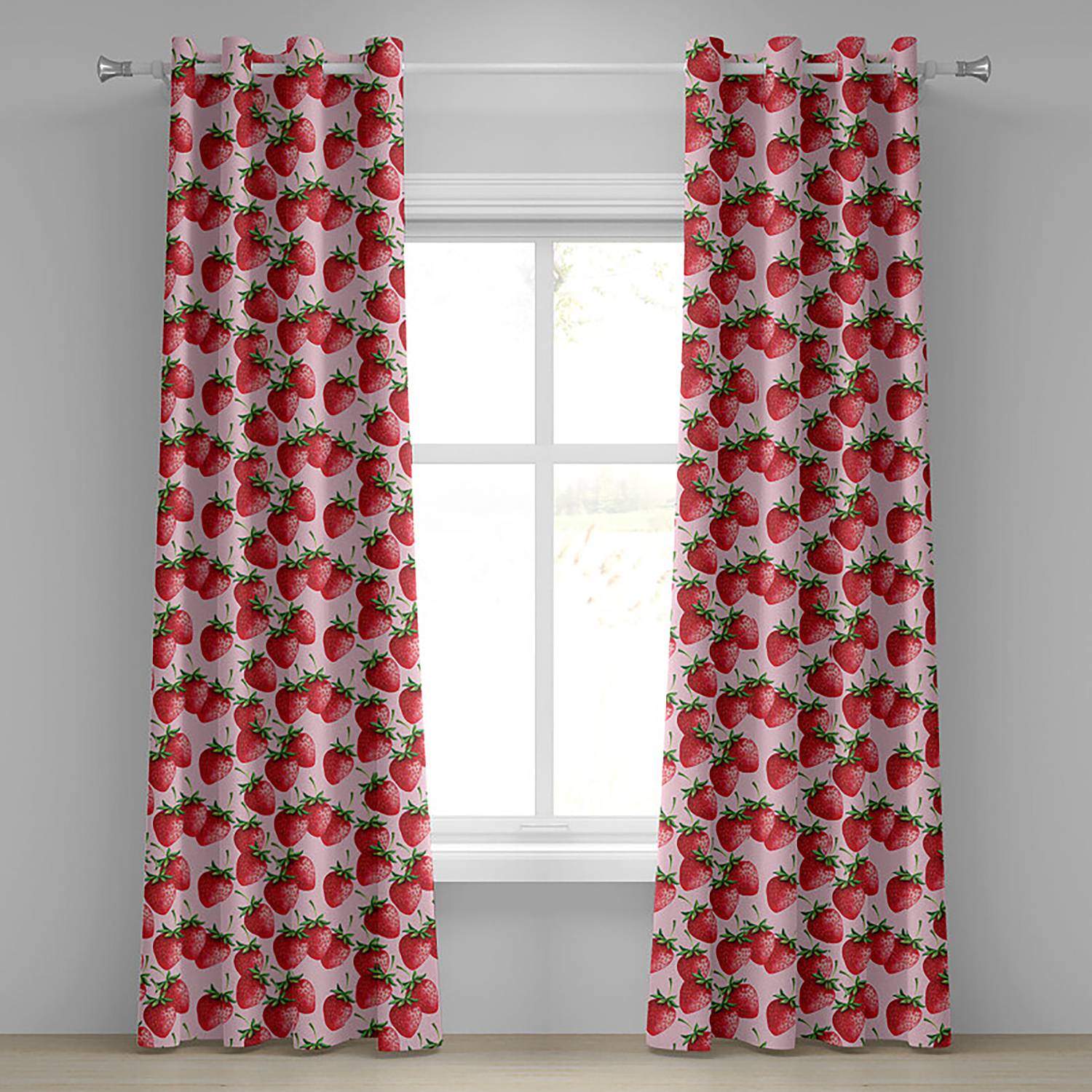Ösenvorhang Strawberry 2er-Set Polyester Rot Höhe: 225 cm