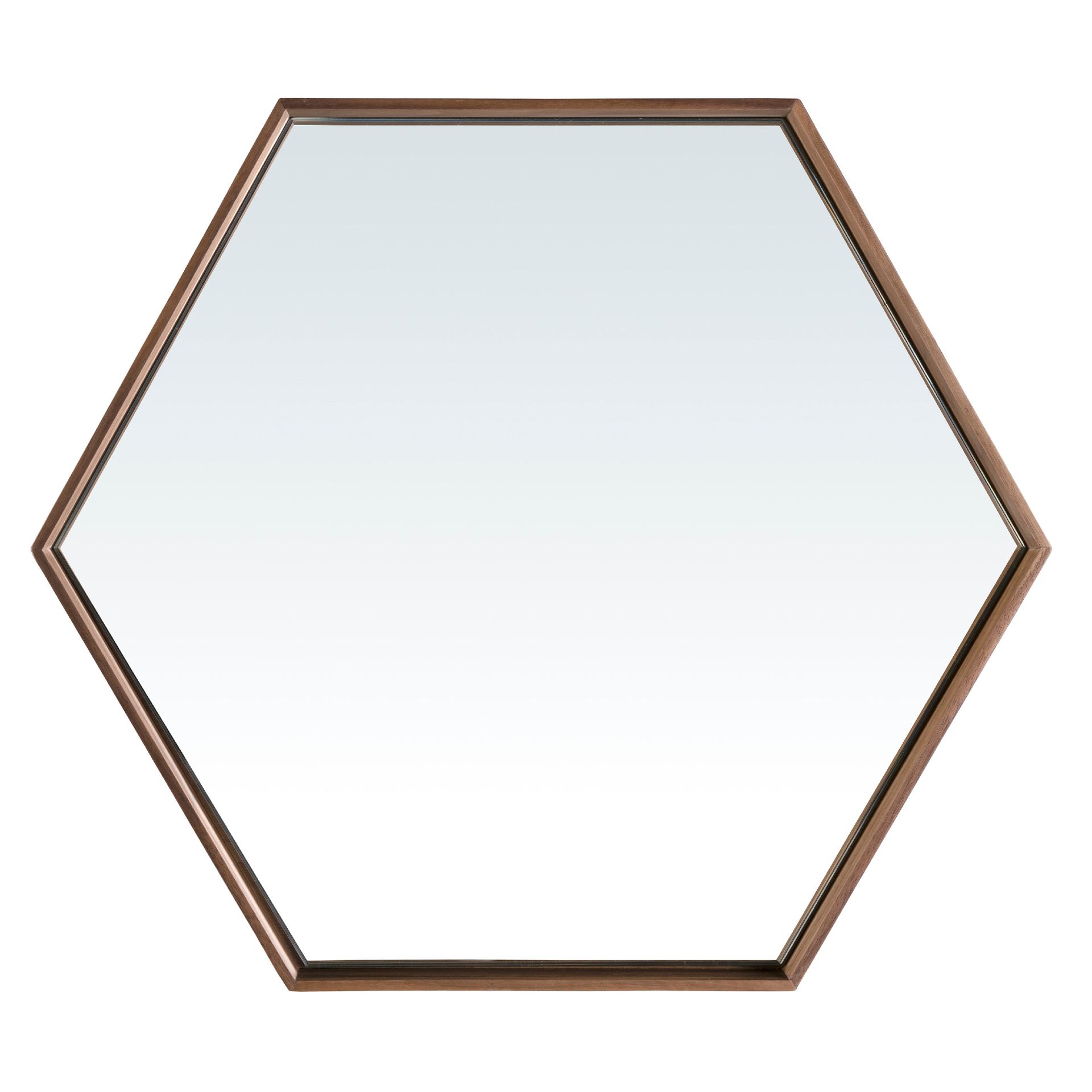Hexagonal Wall Mirror Walnut