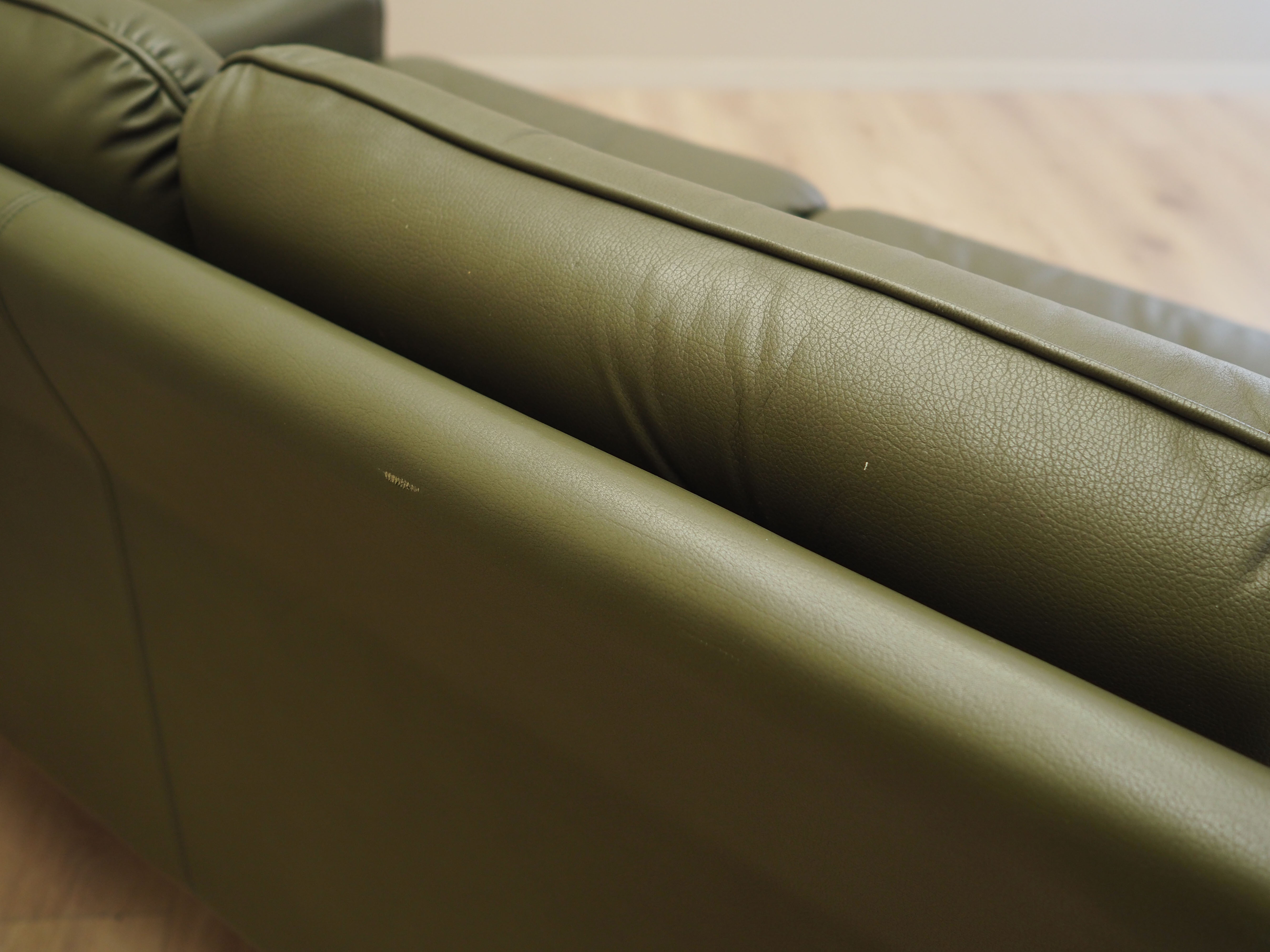 Sofa Leder Grün 1970er Jahre