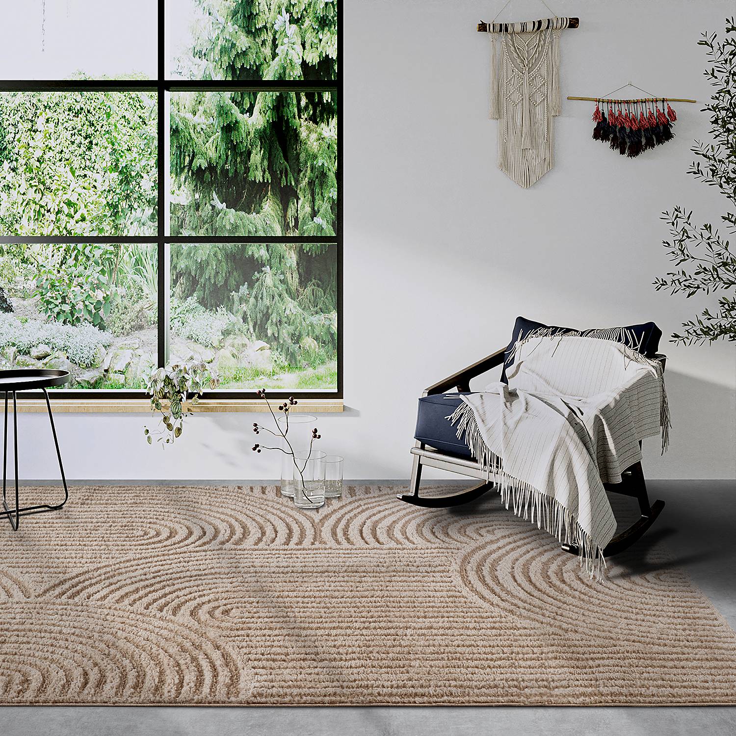 Chappe Hochflorteppich Beige 80 x 120 cm