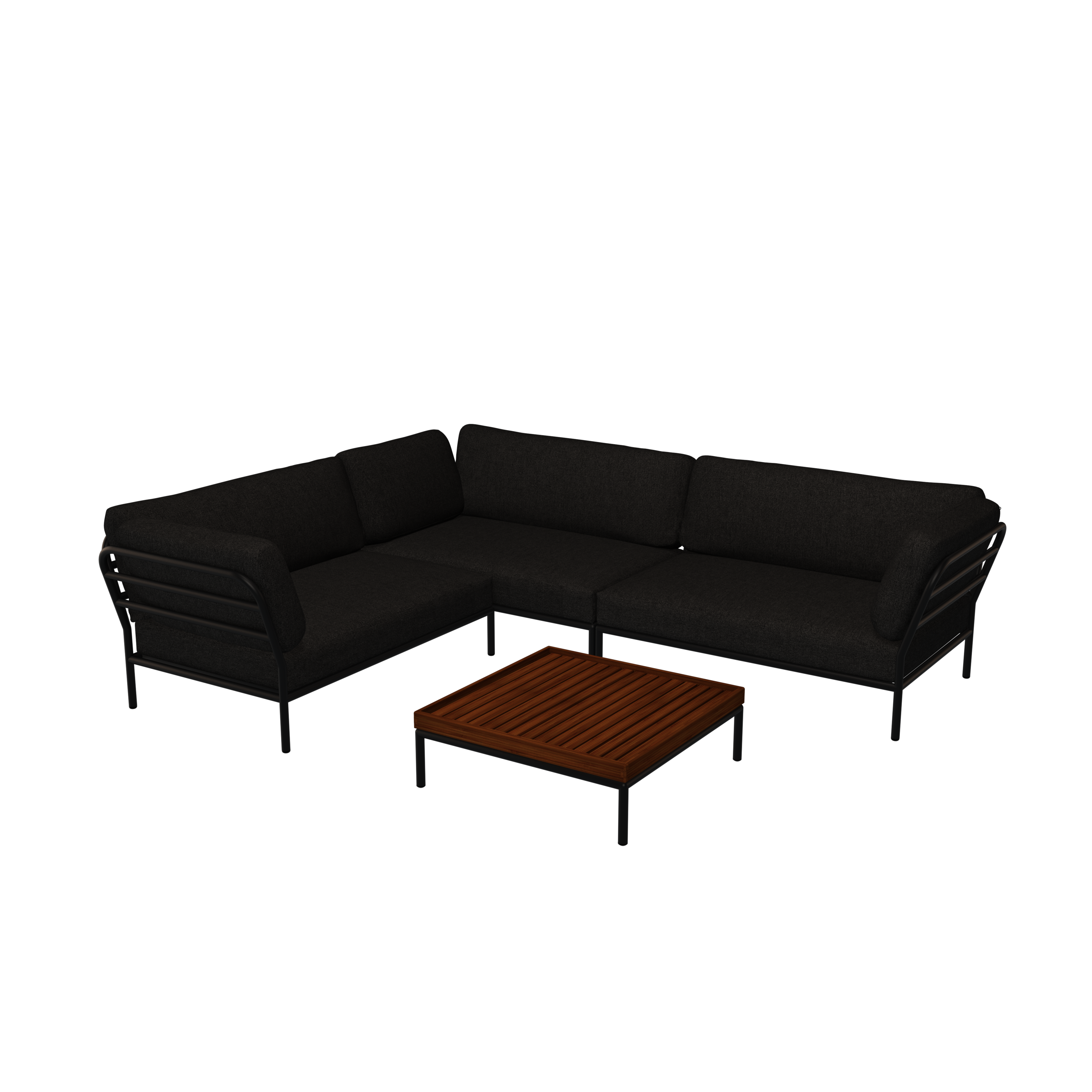 2x LEVEL Sofa Links, Sofa Rechts & Couchtisch Dunkelgrau