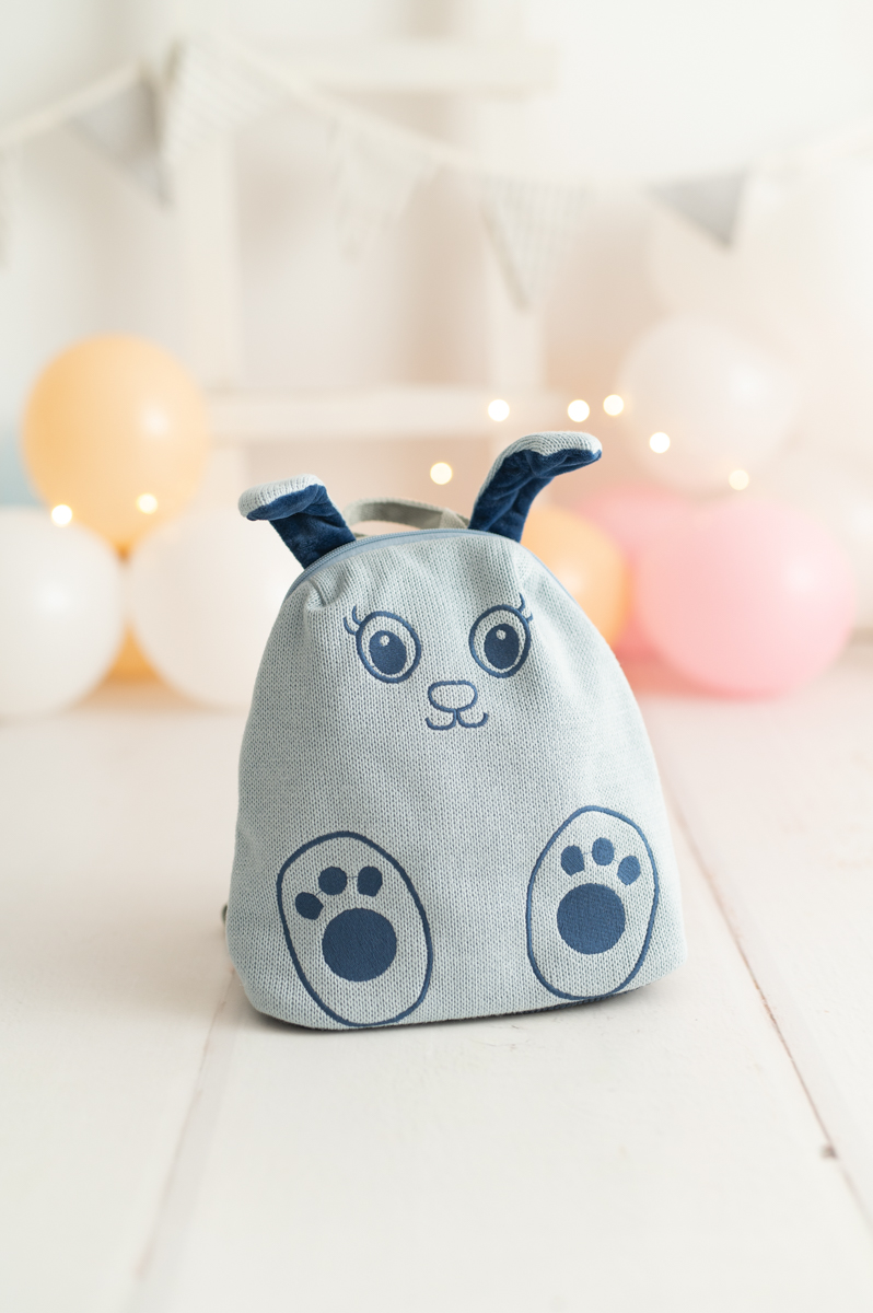 Hase Rucksack Baumwolle Blau