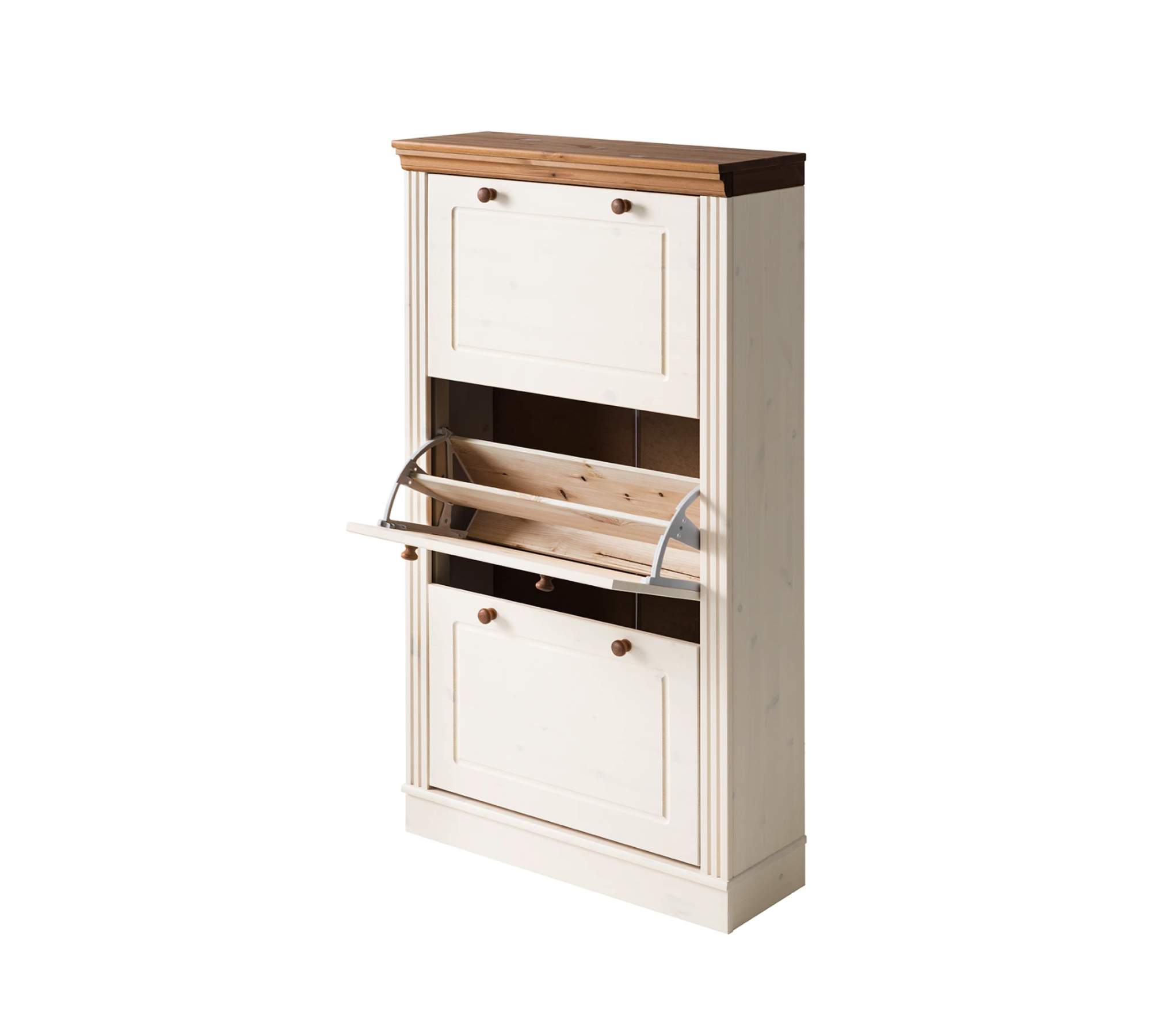 Schuhschrank Kiefernholz Weiß Honig