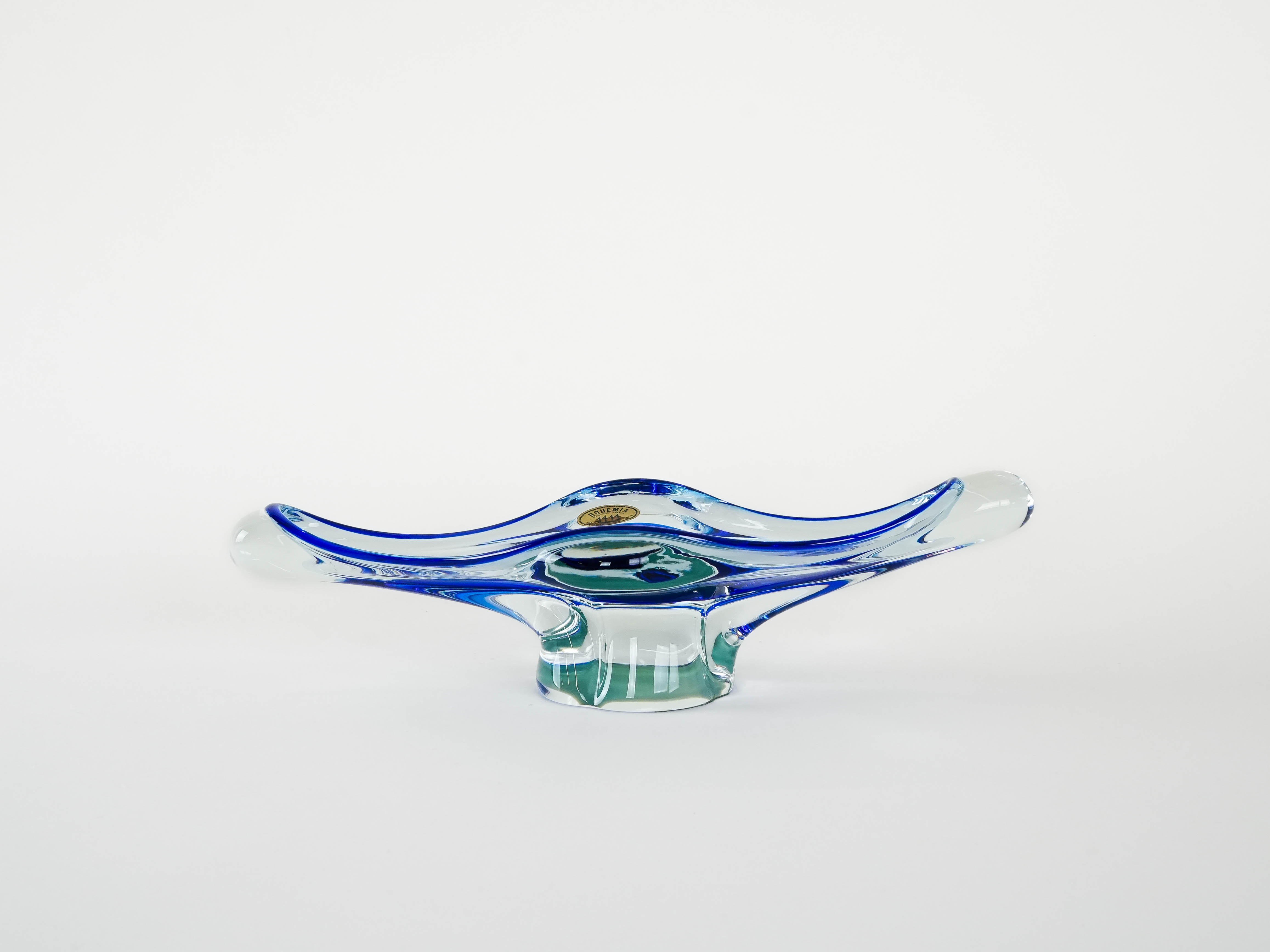 Bohemian Plate Blue Transparent 1970s