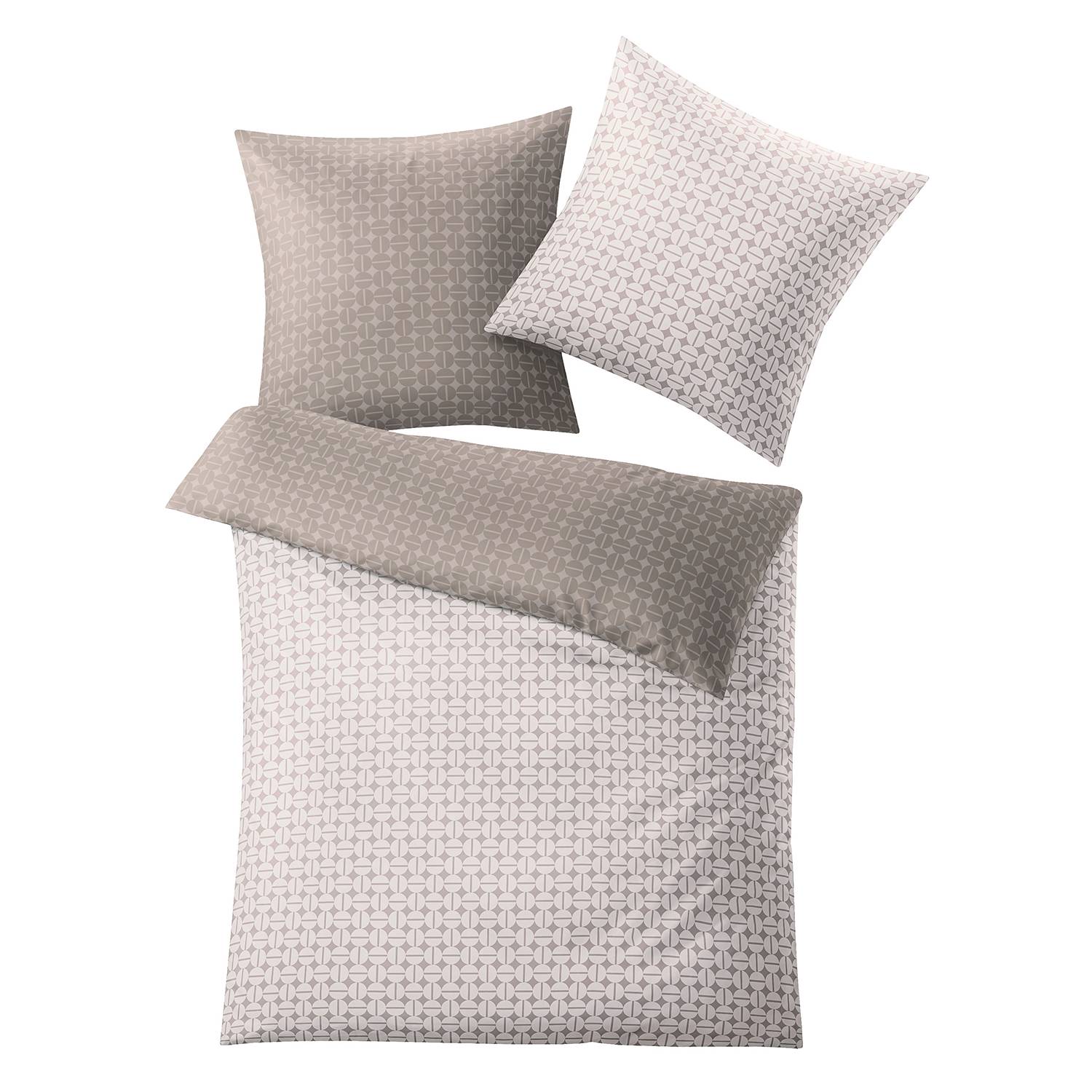 Punto Bettwäsche Set Wendbar Baumwolle Taupe 135 x 200 cm